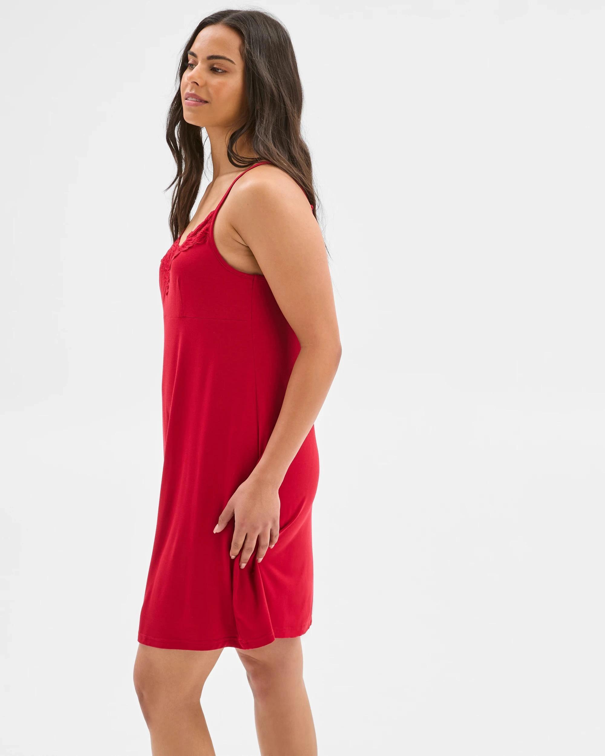 5 Target Womens Soft Comfort Bamboo Sleep Lace Cami Nightie RED, 5 of 6