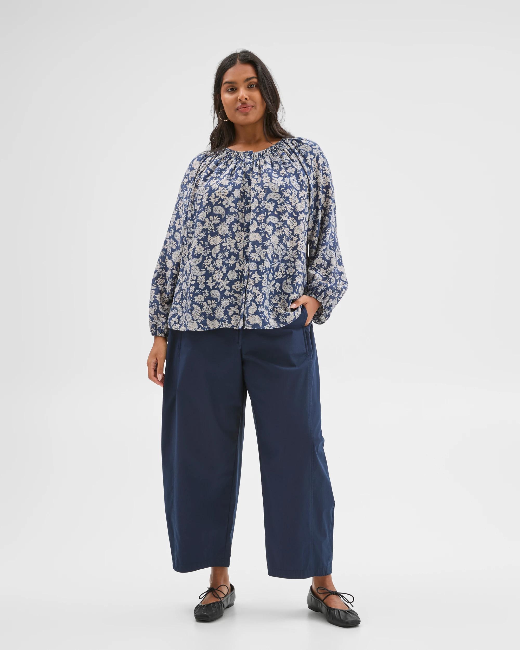 1 Target Curve Plus Size 3/4 Sleeve Button Through Textured Blouse MULTI, 1 of 7