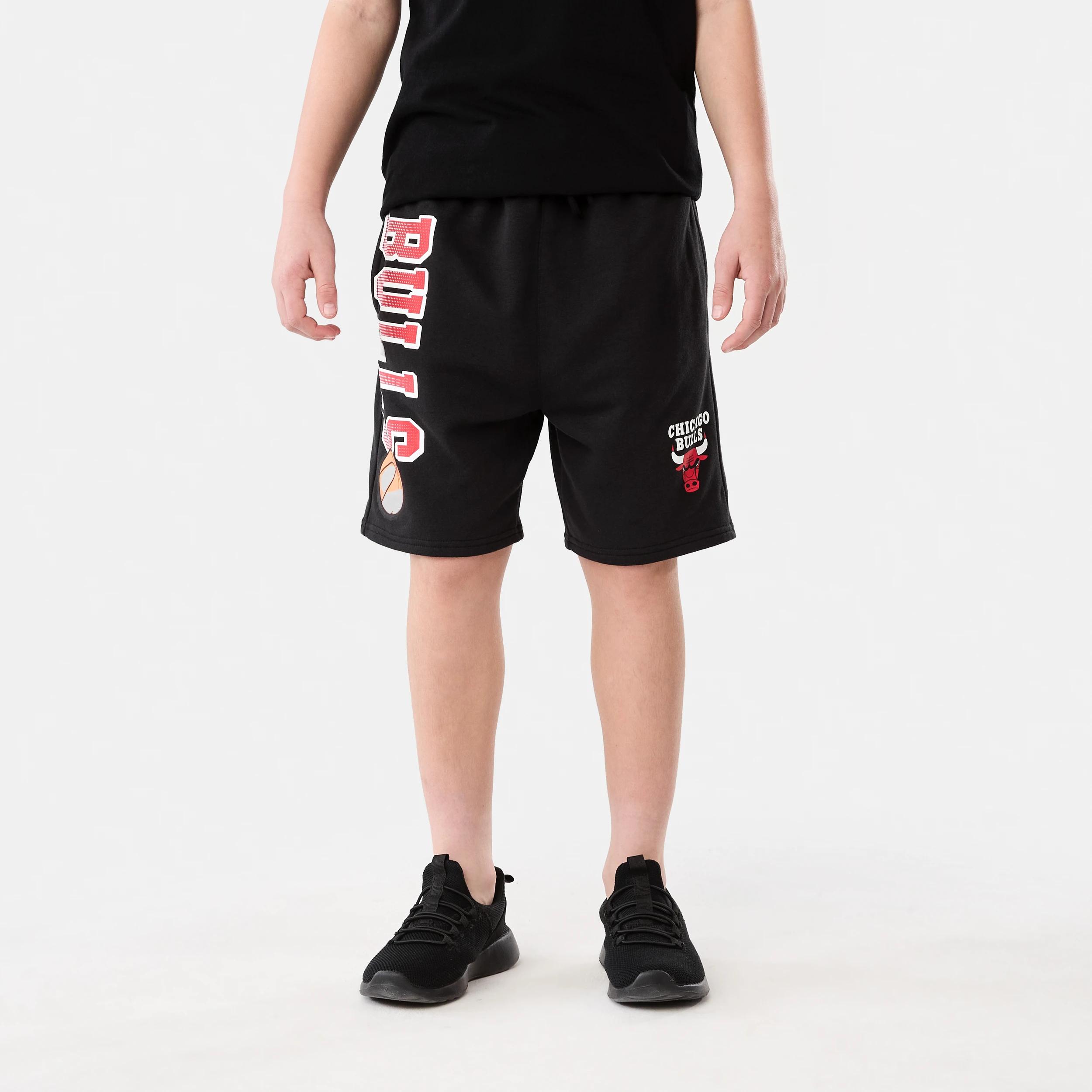 1 Official NBA Kids Fleece Shorts BLACK BULLS TERRY SHORT, 1 of 7