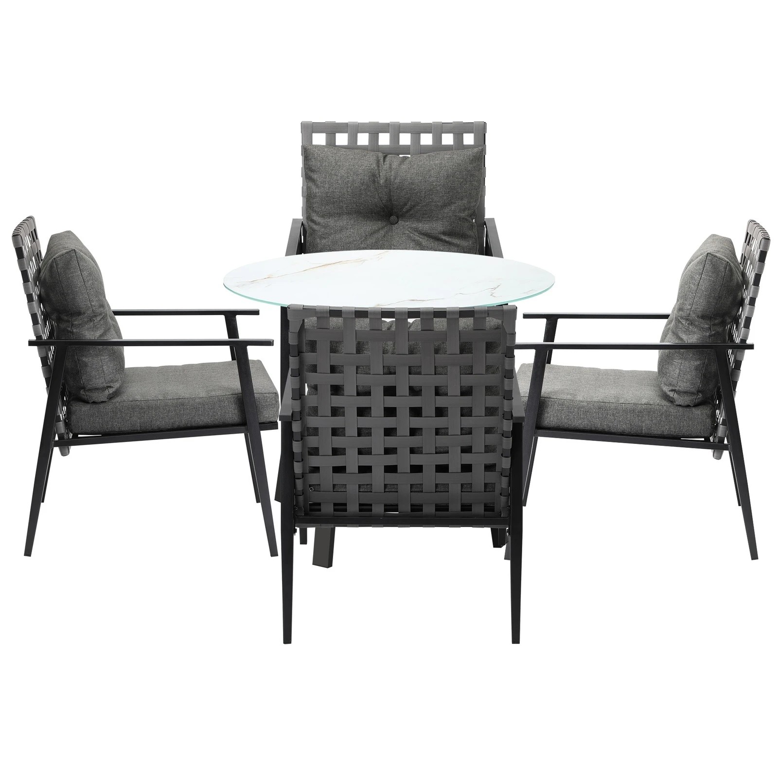 8 Livsip Outdoor Dining Set 4 Seater Patio Furniture Rattan Armchair Glass Table - Multi, 8 of 9
