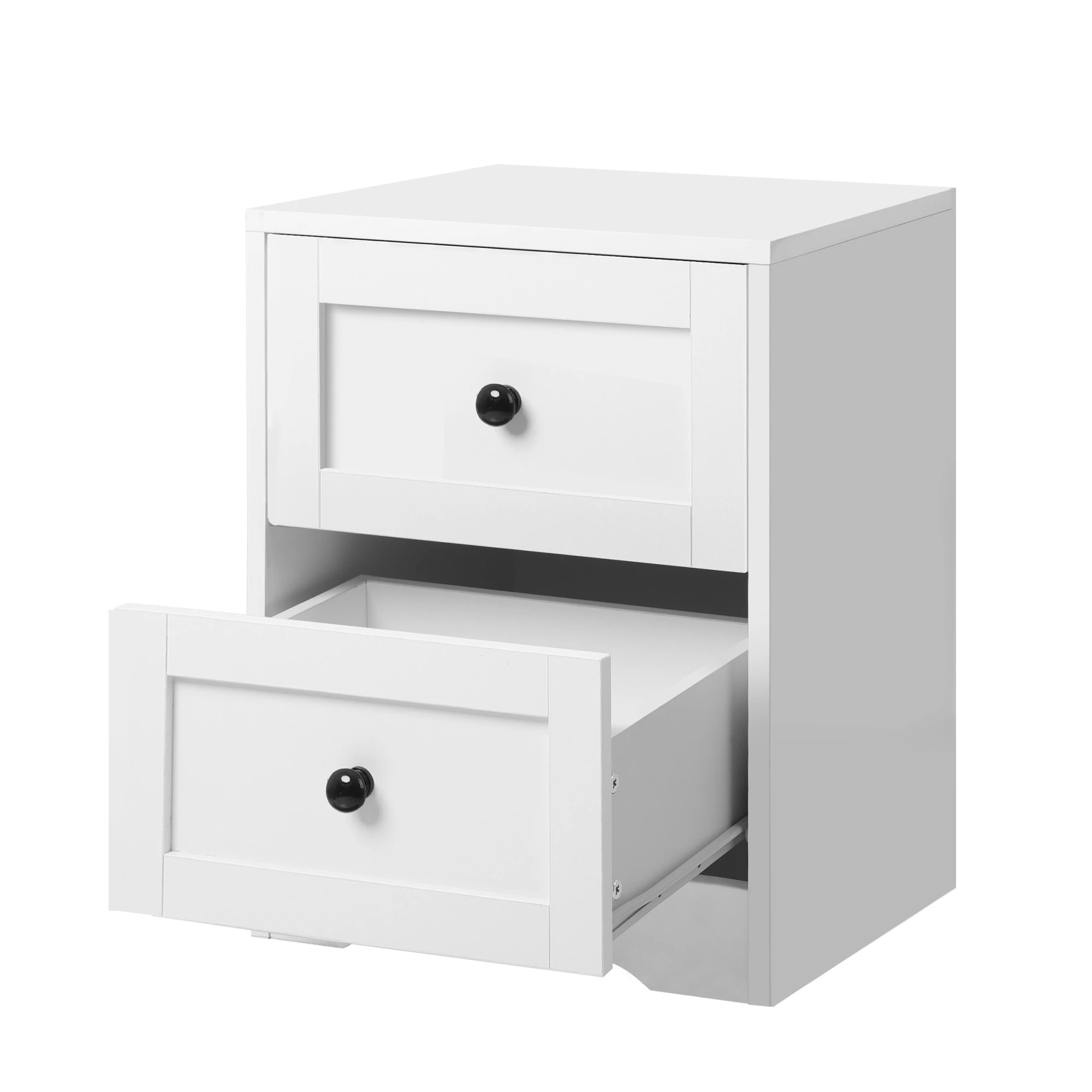 3 Alfordson Bedside Table Hamptons Nightstand Storage Side End Cabinet - White, 3 of 8