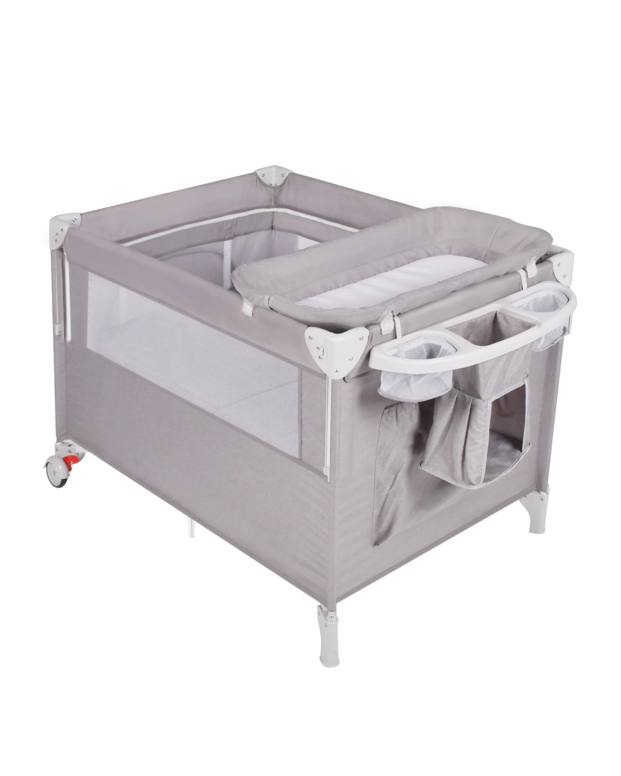 3 Advwin Foldable Baby Portacot with Diaper Changer Bedside Crib with Mattress Bassinet Playard with Musical Bell Hanging, 3 of 10