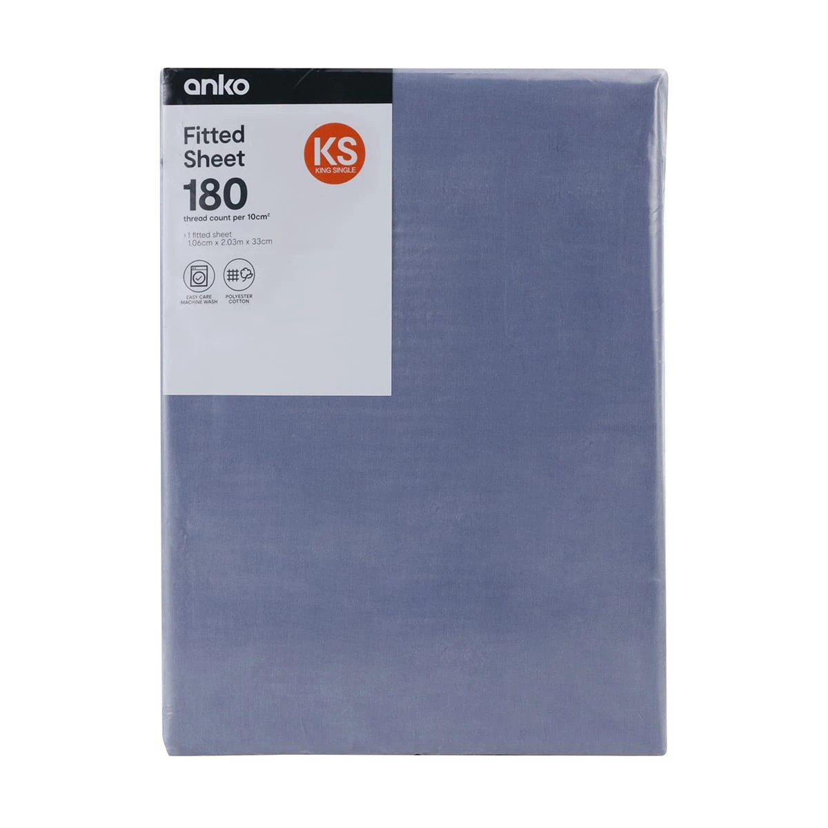 3 180 Thread Count Fitted Sheet - King Single Bed, Mid Blue, 3 of 3