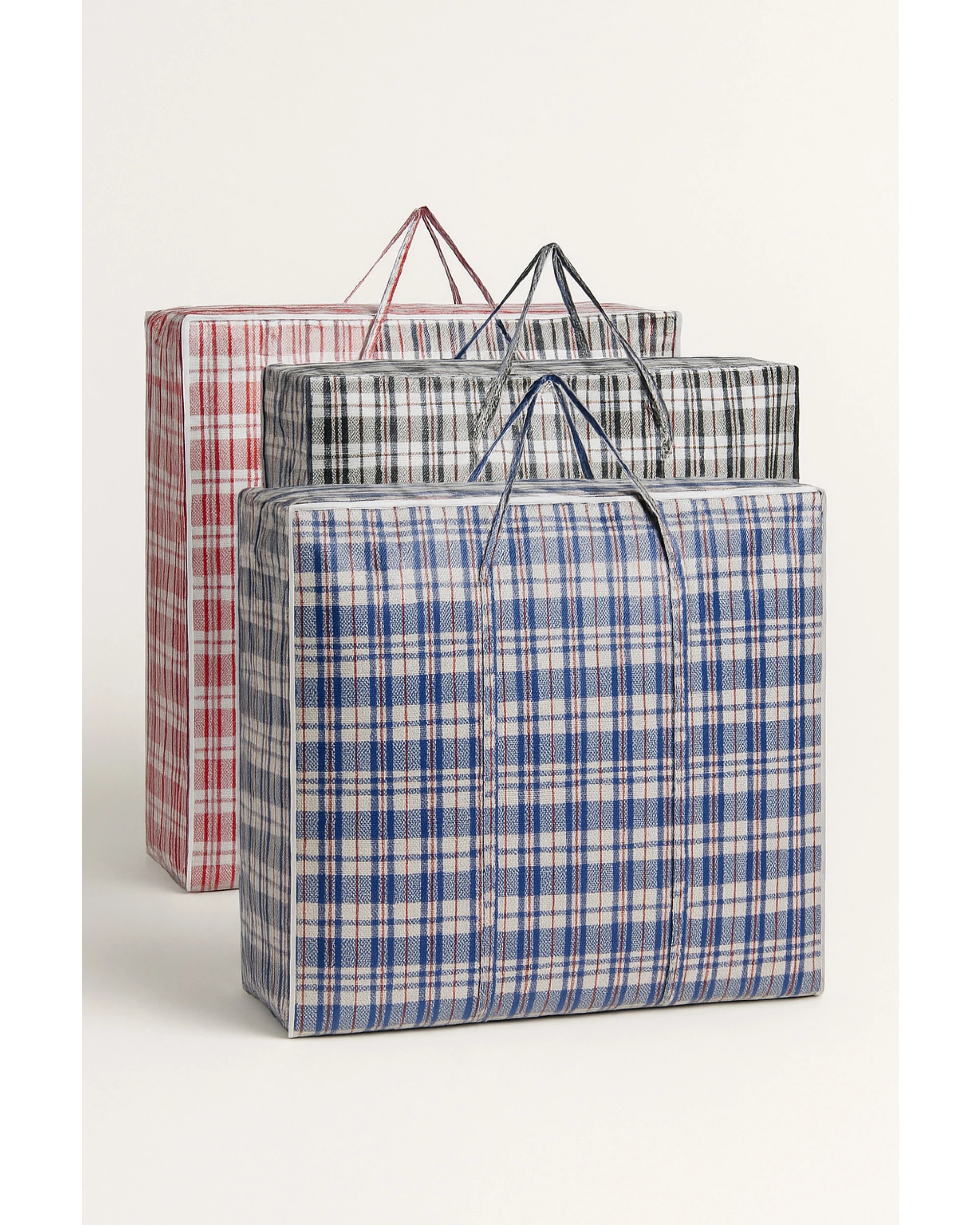 1 BR Home 100x Large Stripe Bag Packing Storage Strip Zip Shopping Travel Check House Moving 50cm x 55cm x 20cm, 1 of 4