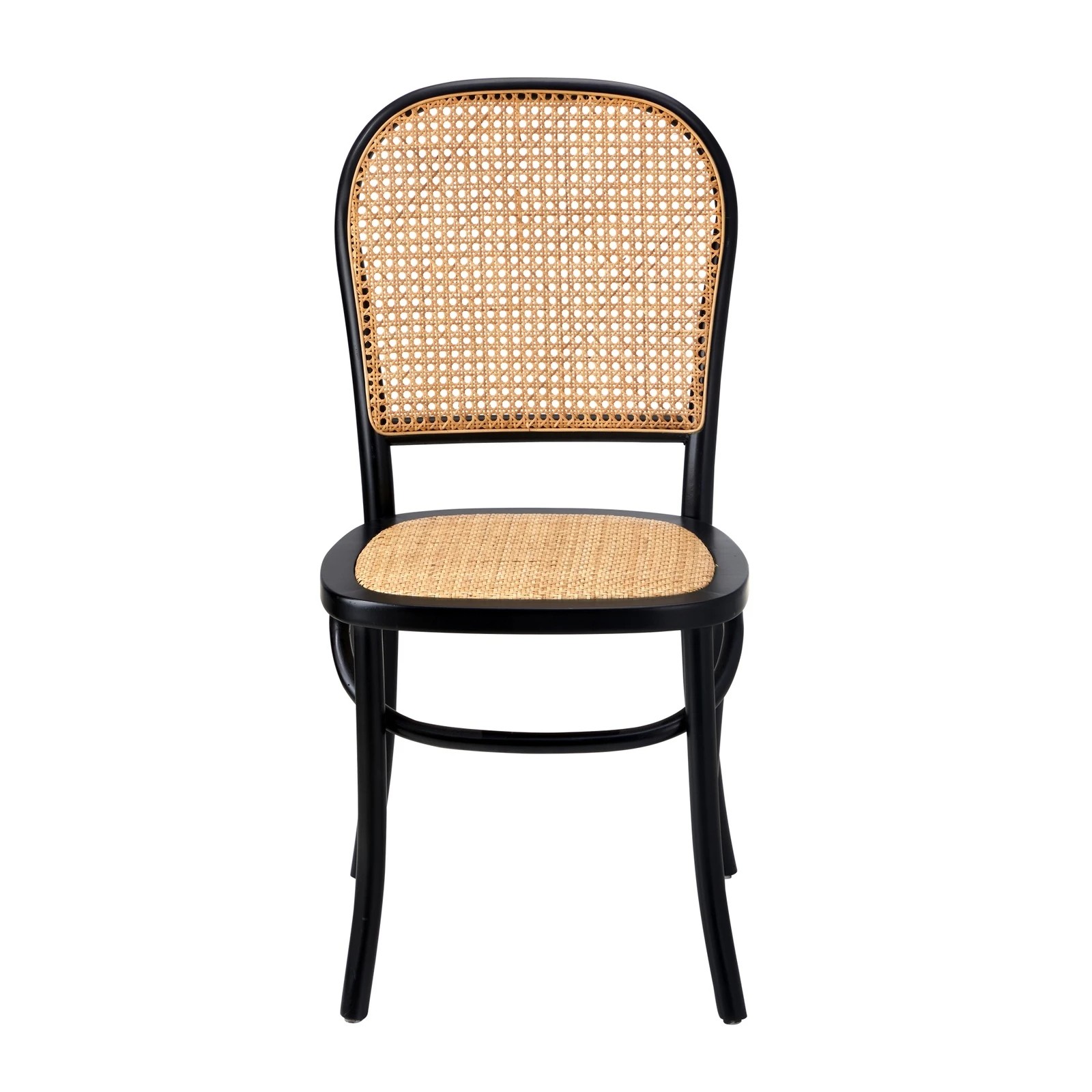 6 Oikiture Dining Chairs Wooden Chairs Rattan Accent Chair - Black, 6 of 9