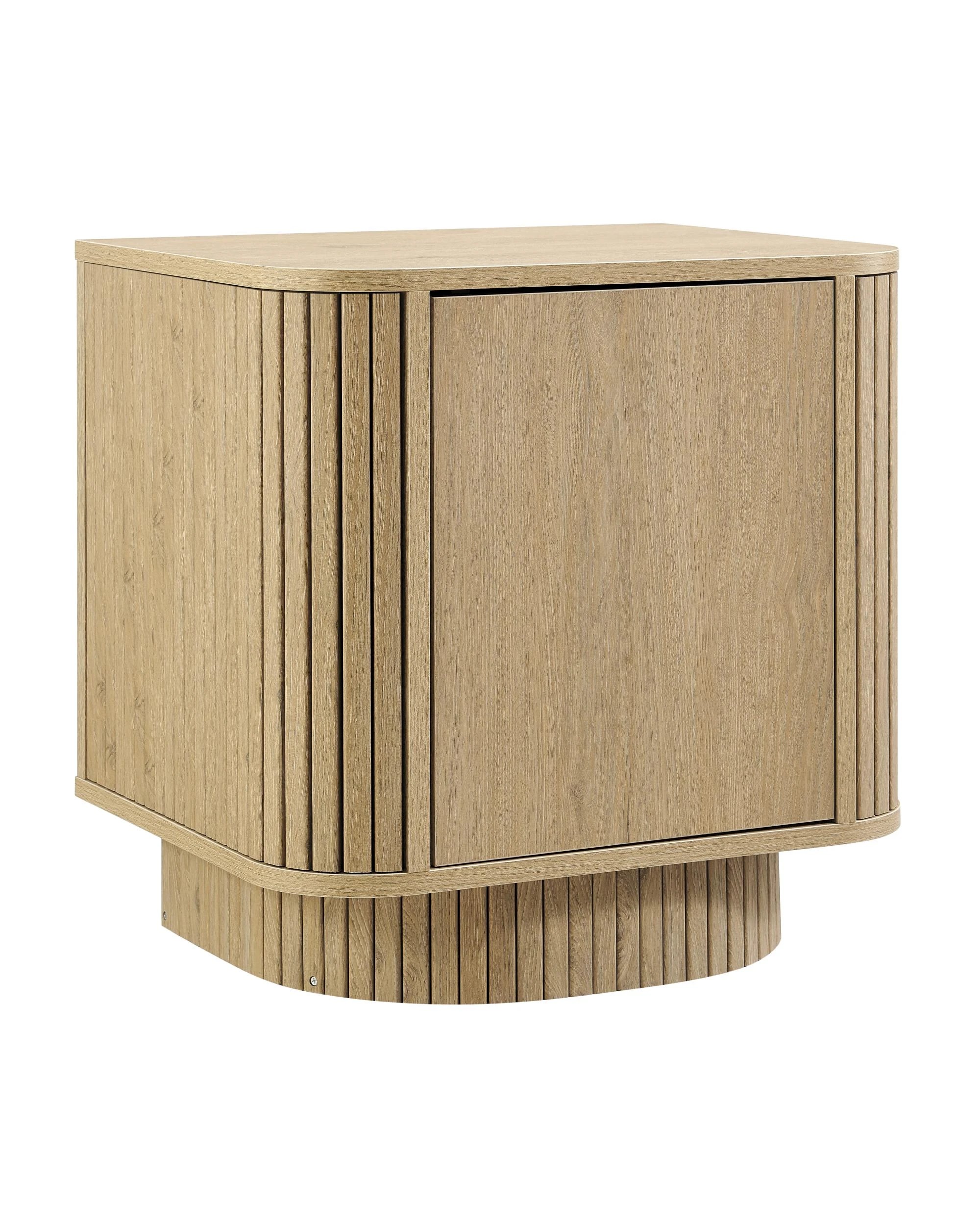 1 Kodu Curved Bedside Unit Nightstand Side Table 1 Door Oak - Natural, 1 of 10