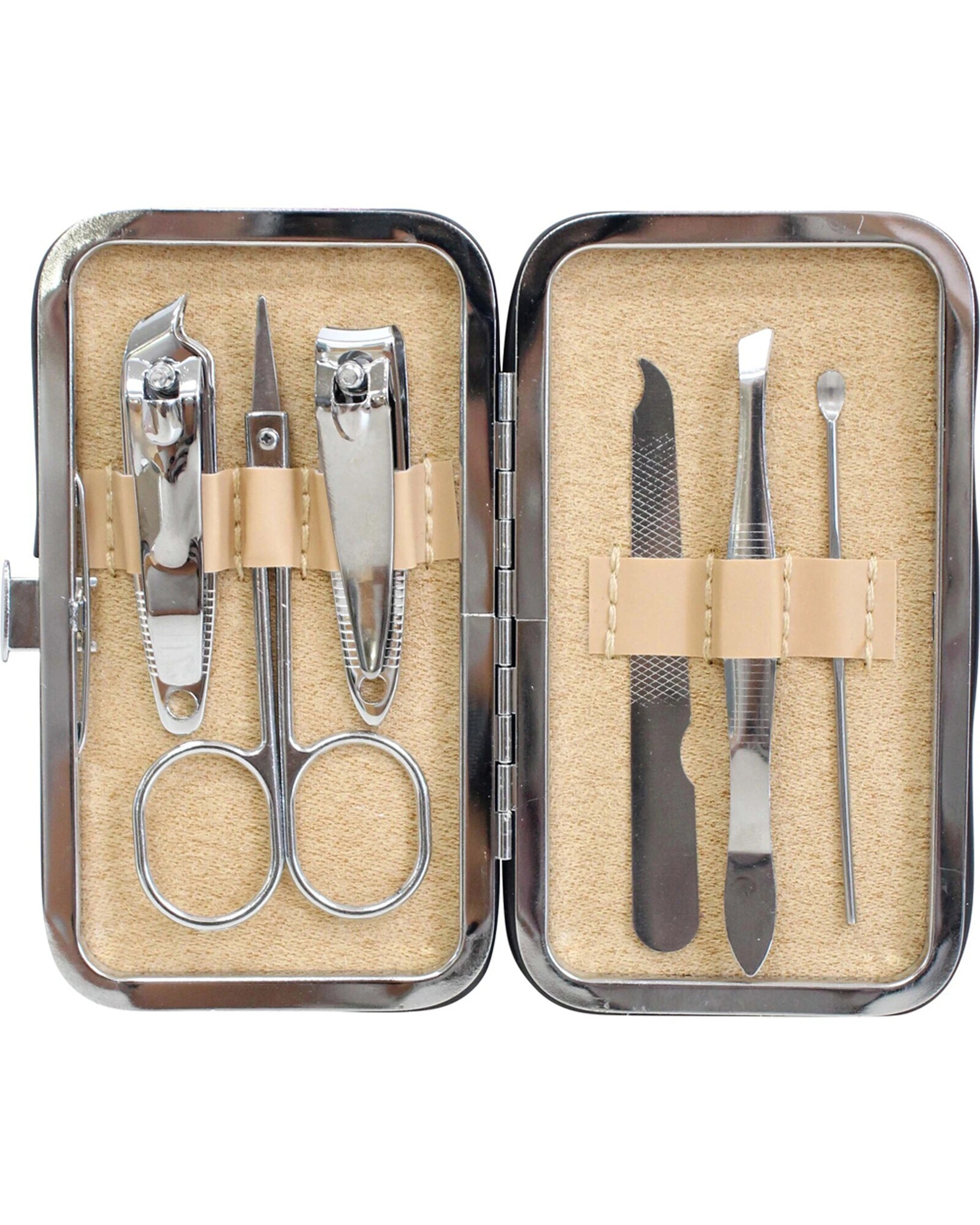 1 LVD 7pc LVD Metal Plastic 10.5cm Manicure Set Clipper Cuticle Kit Glitter - Pink, 1 of 2