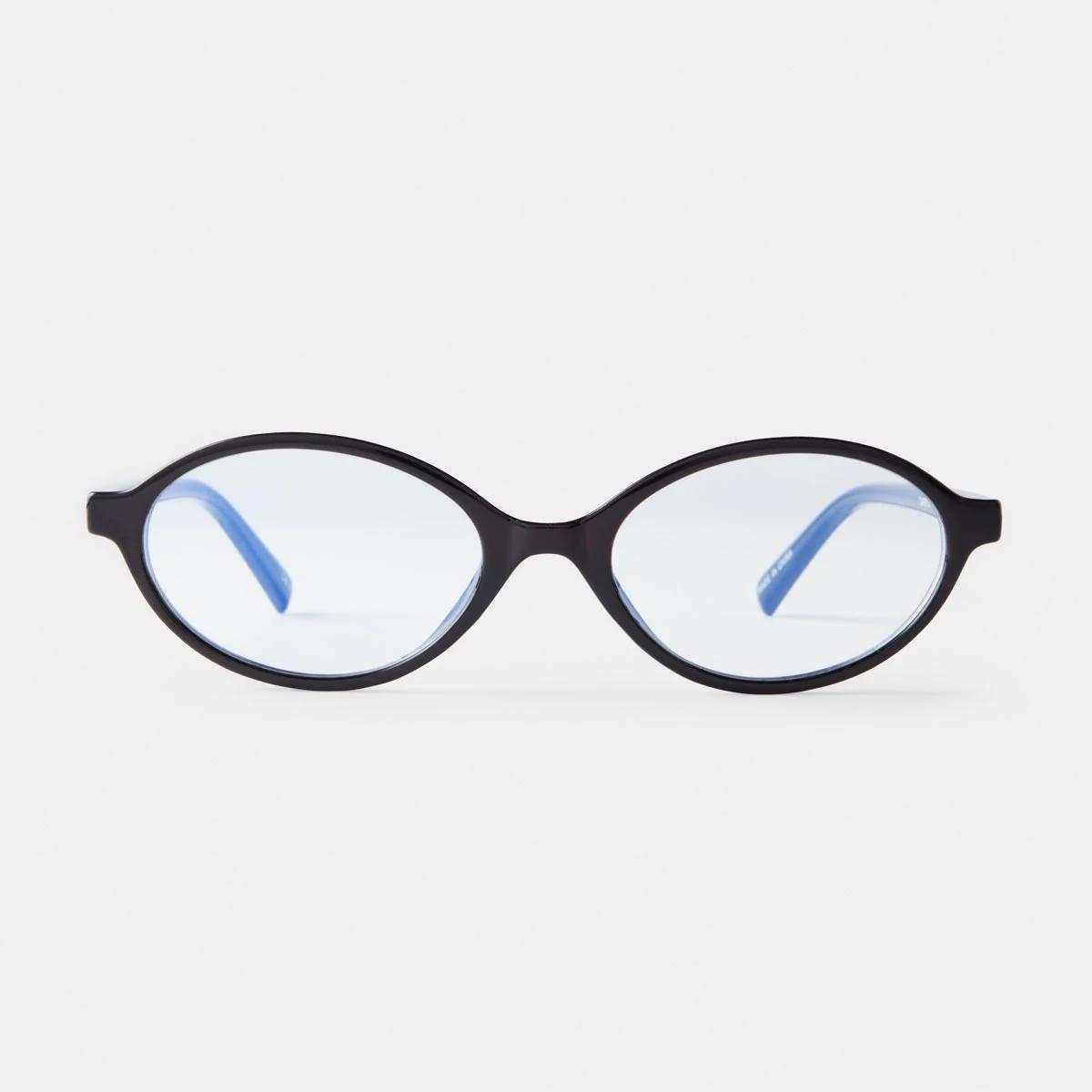 1 Womens Oval Blue Light Glasses Black, 1 of 7
