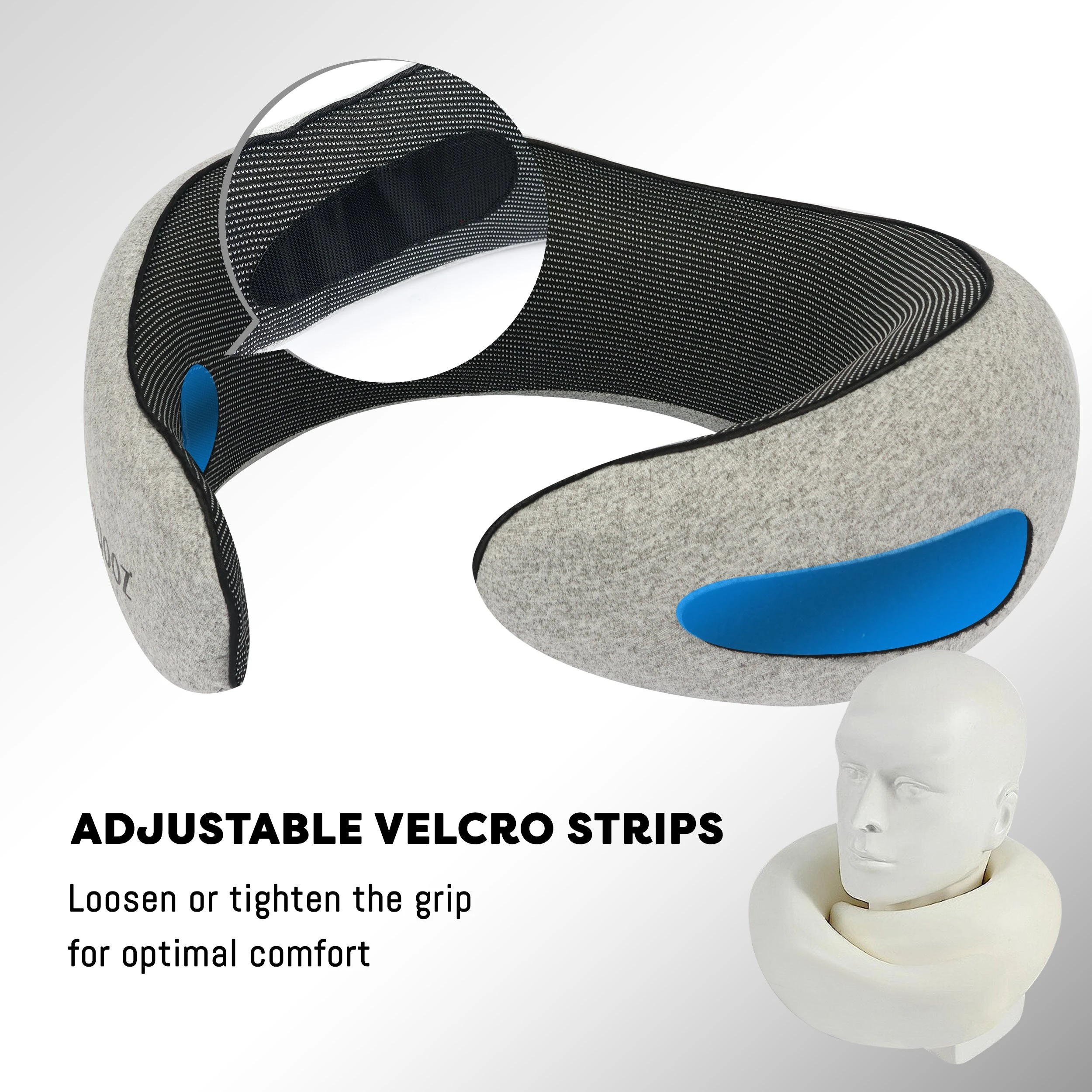 6 Vagooz Memory Foam Travel Pillow 360 Neck Support with Eye Cover & Earplugs - Grey, 6 of 7