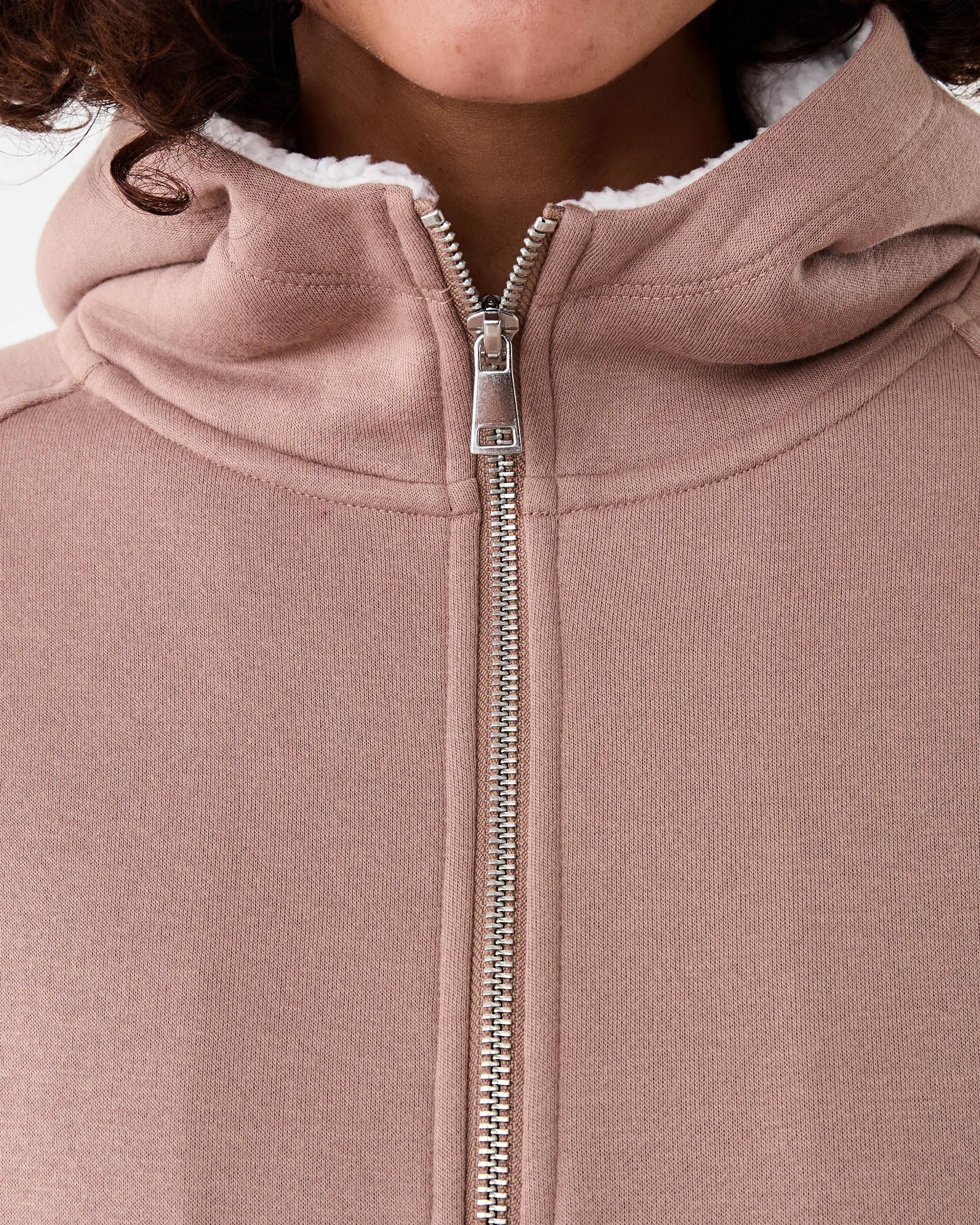 6 Long Sleeve Sherpa Zip Through Hoodie Snp Brn, 6 of 8