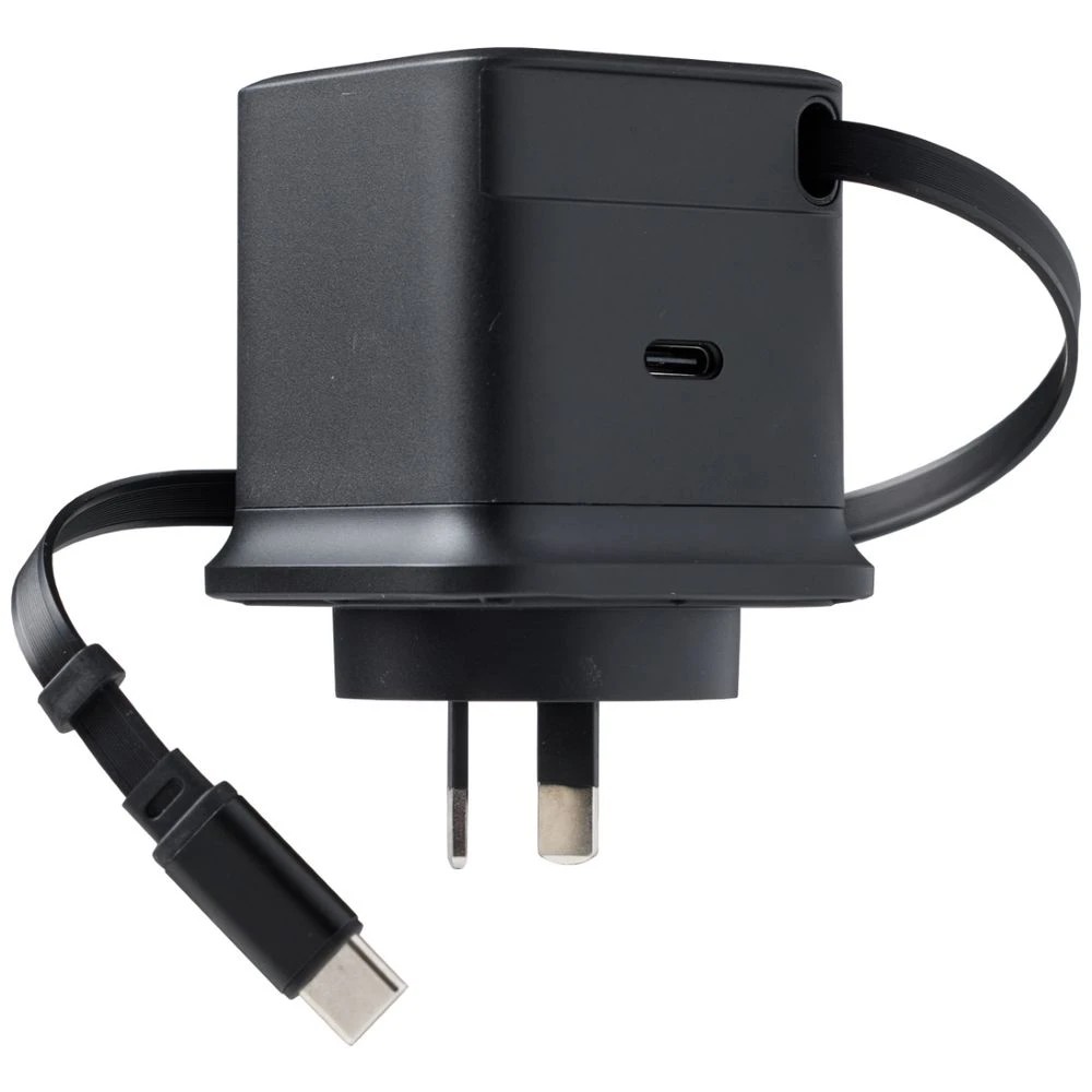 1 Otto OnTheGo 65W GaN Wall Charger w/ Rectractable Cable Black, 1 of 4