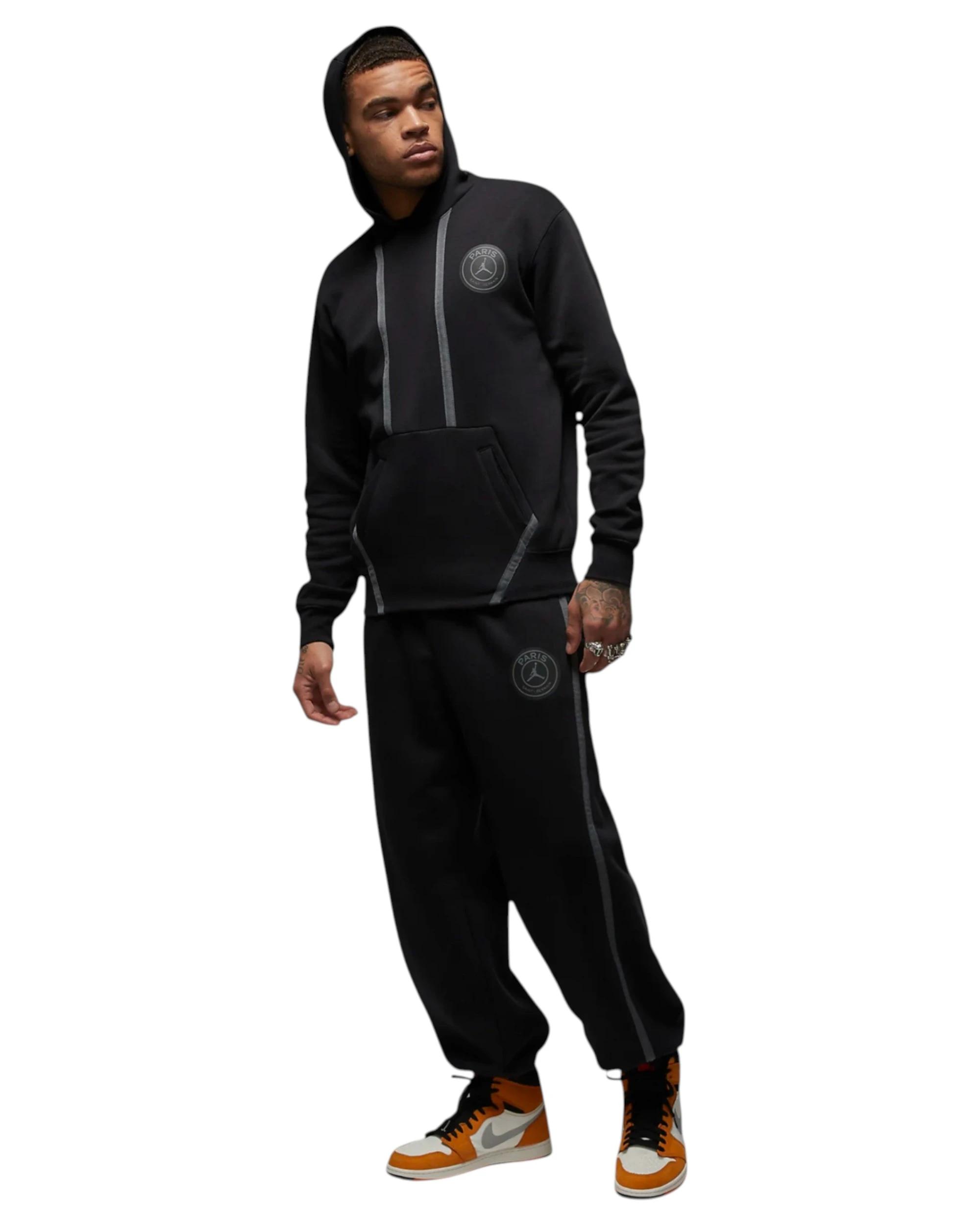 7 Nike Mens Jordan Paris Saint-Germain Black Fleece Pullover Hoodie BLACK, 7 of 7