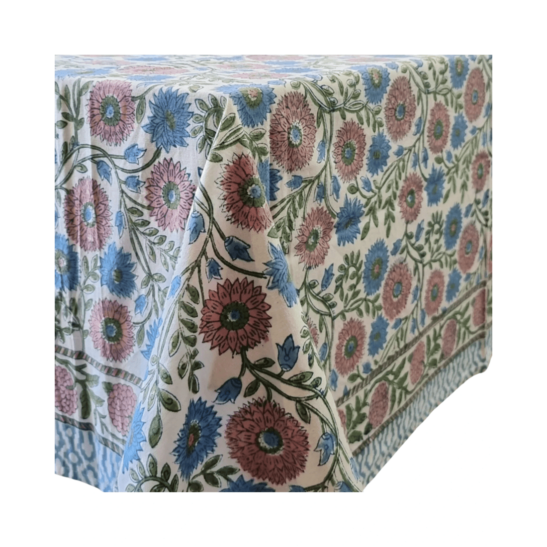 1 Kolka Kumudani Hand Block-Printed Tablecloth - Pink, 1 of 8