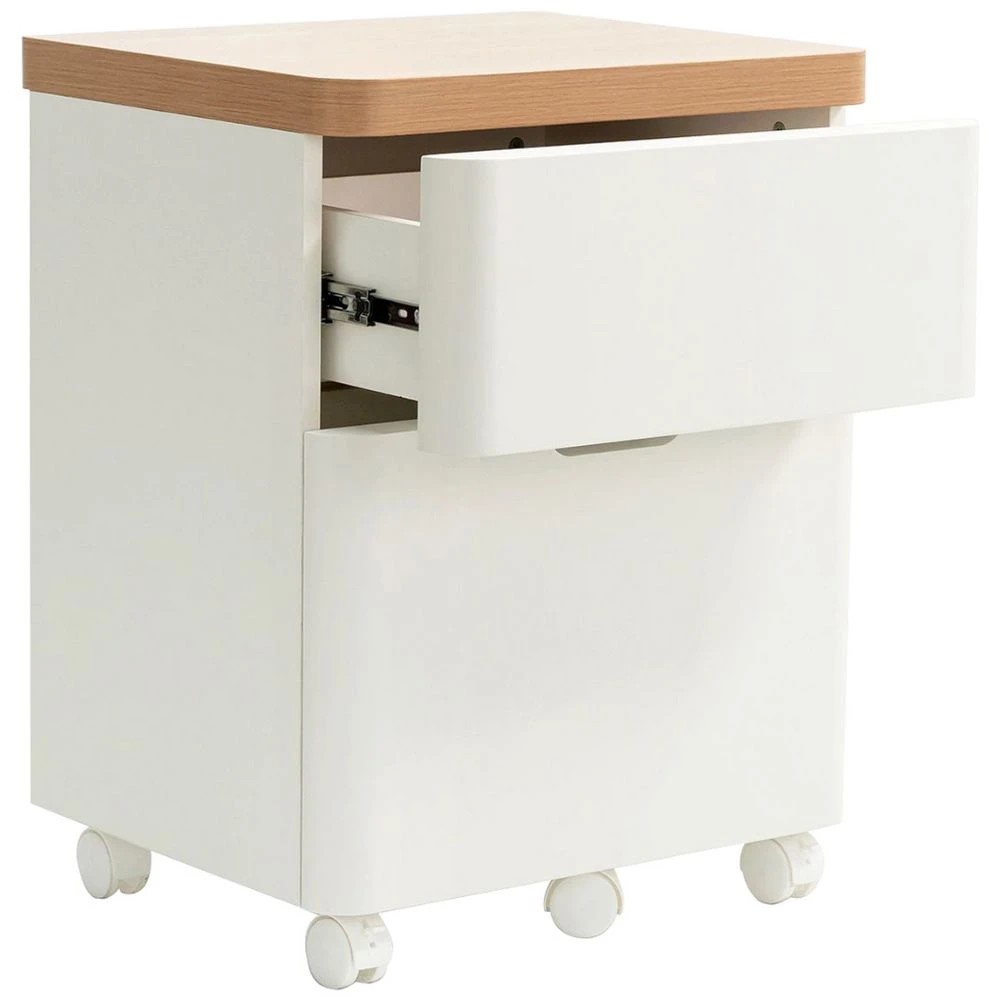 5 Marstrand 2-Drawer Pedestal Oak and White  Cabinets Pedestals, 5 of 10