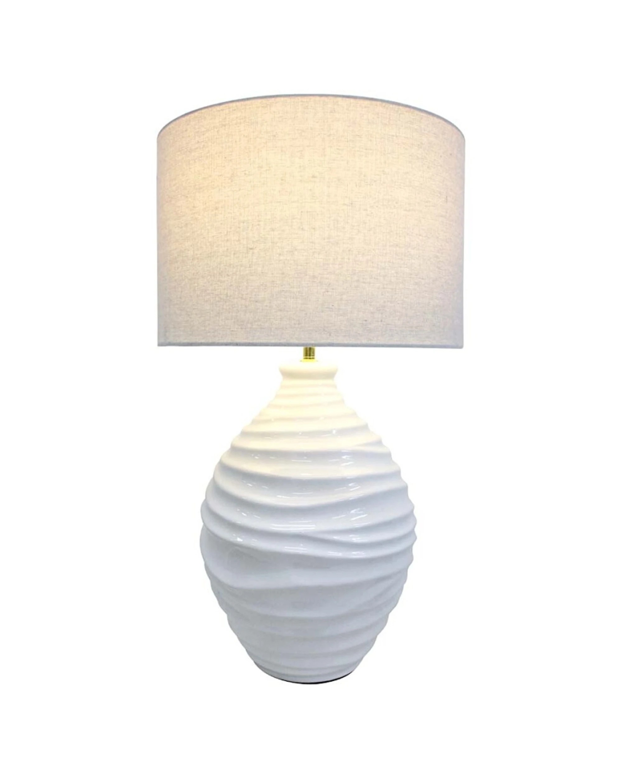 1 LVD Lucca Ceramic Base Linen Shade Table Lamp Home Decor Lighting 38x38x67cm - White, 1 of 2