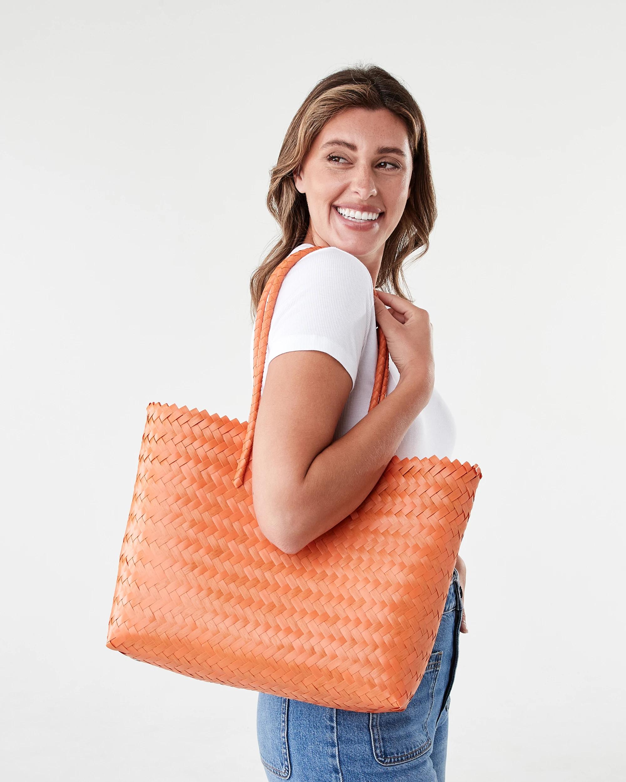 5 Basket Weave Tote Bag Orange, 5 of 5