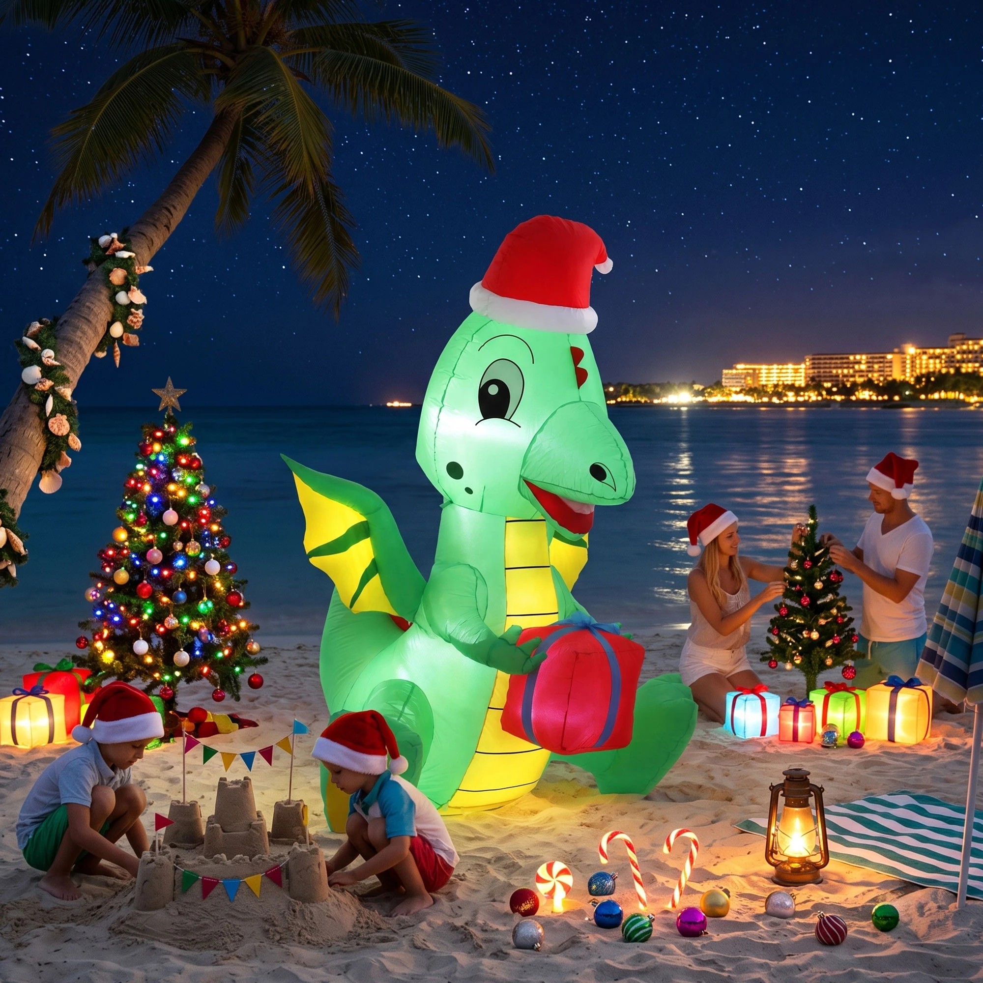 9 Jingle Jollys Christmas Inflatable Dragon 1.8M Height LED Outdoor Decorations Illuminated - Green, 9 of 9