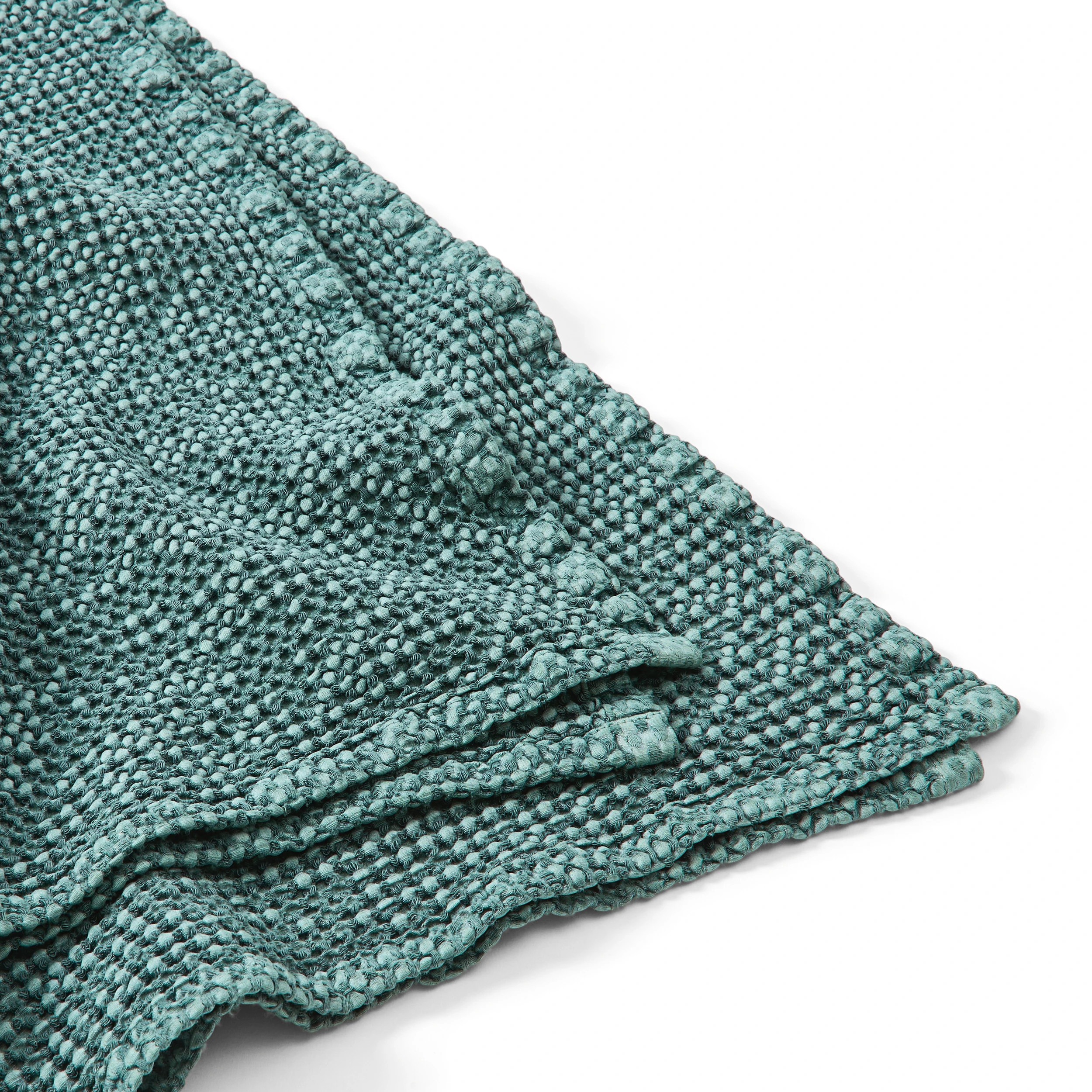 5 Stonewashed Australian Cotton Waffle Throw - Teal, 5 of 6