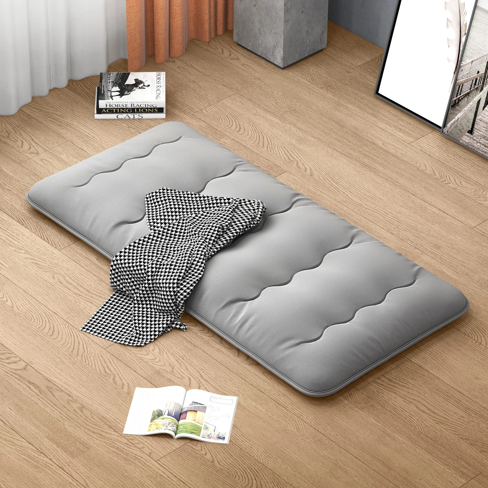 2 Costway Single Size Foldable Mattress Portable Roll Up Mat Japanese Floor Mattress w/Carry Bag - Grey, 2 of 3