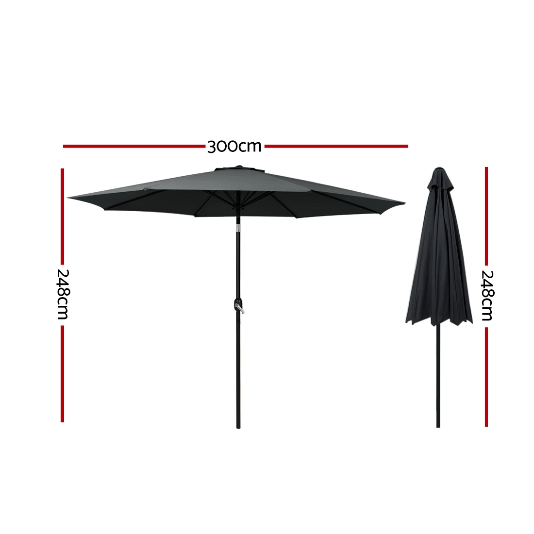 2 Instahut 3m Outdoor Umbrella Beach Pole Garden Patio Tilt - Multi, 2 of 2