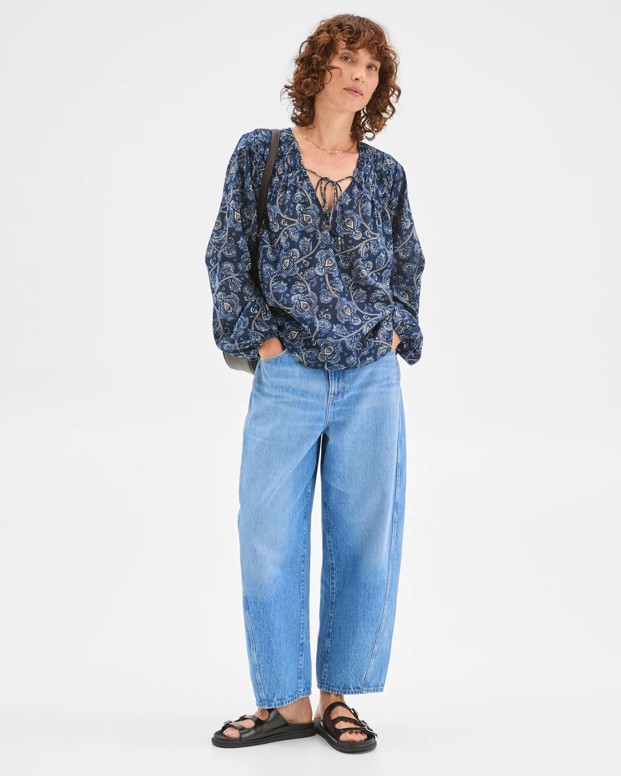 2 Target Woman Australian Cotton Long Sleeve Print Gather Detail Blouse PAISLEY, 2 of 7
