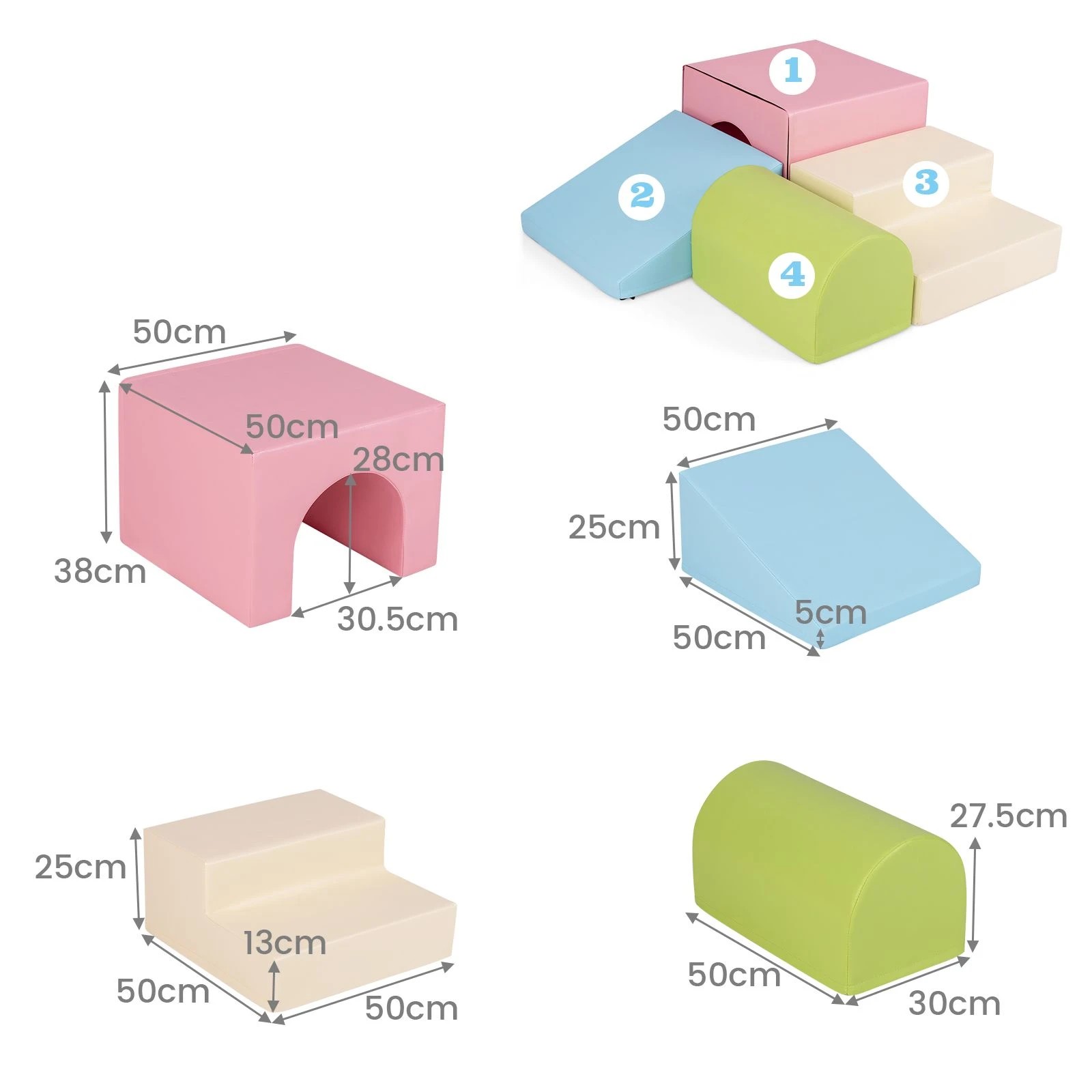 2 Costway 4PCS Soft Corner Climbing Sliding Blocks - Pink, 2 of 2