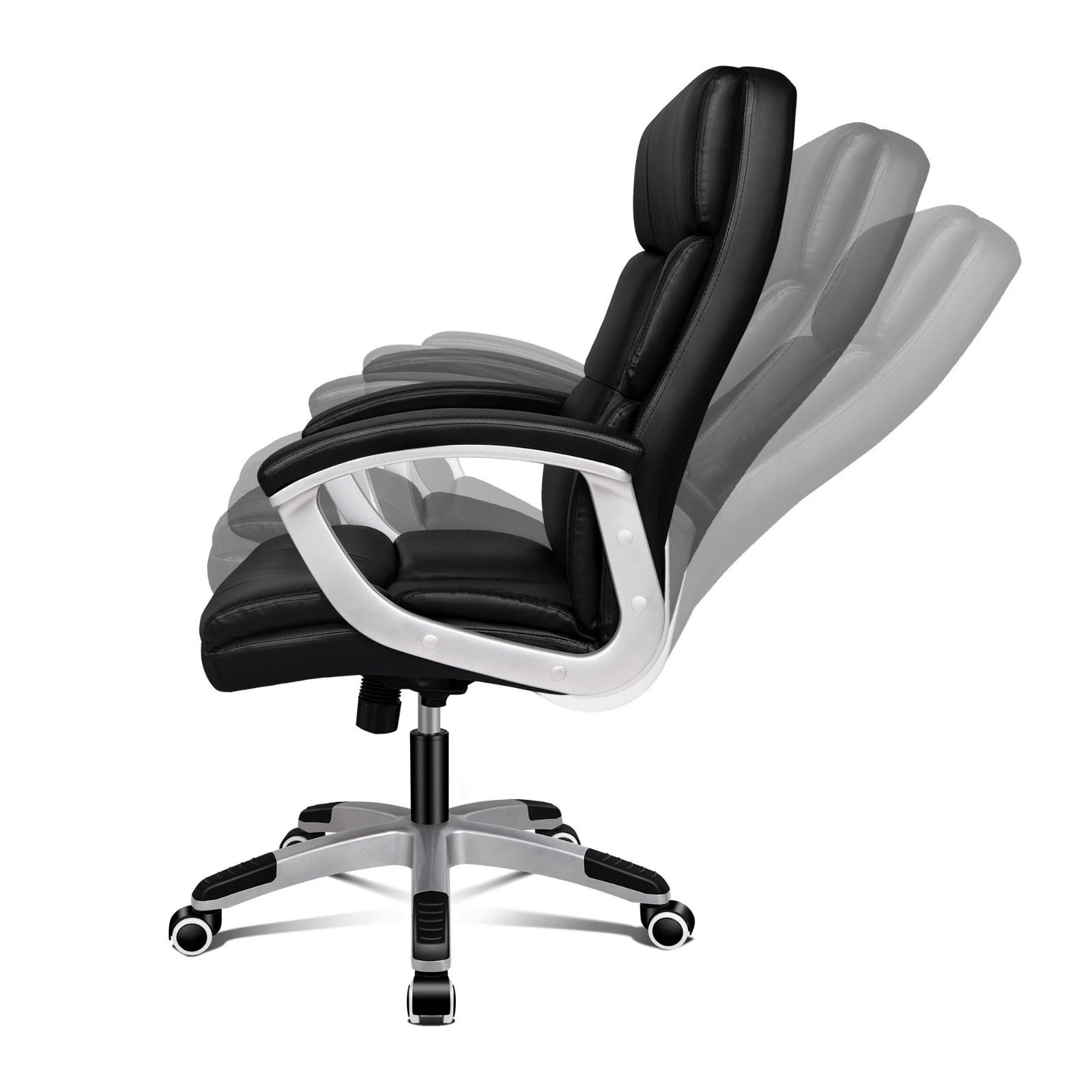 4 Alfordson Office Chair Executive Computer Gaming Racer PU Leather Work Seat - Black, 4 of 10
