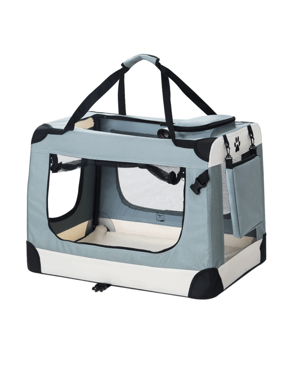 i.Pet Pet Carrier Soft Crate Dog Cat Travel 90x61CM Portable Foldable Car - Blue