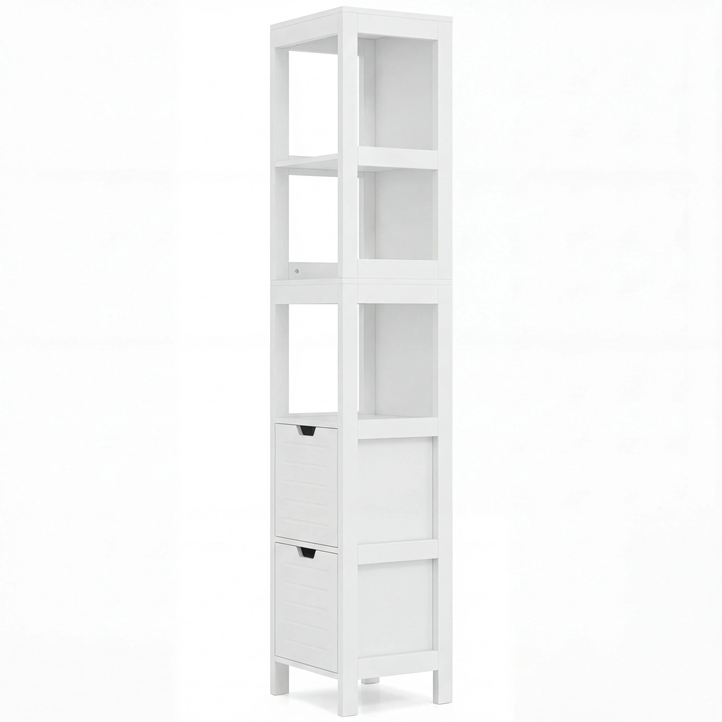 1 Costway 145cm Bathroom Cabinet 5-Tier Wood Storage Organiser w/2 Drawer, 1 of 5