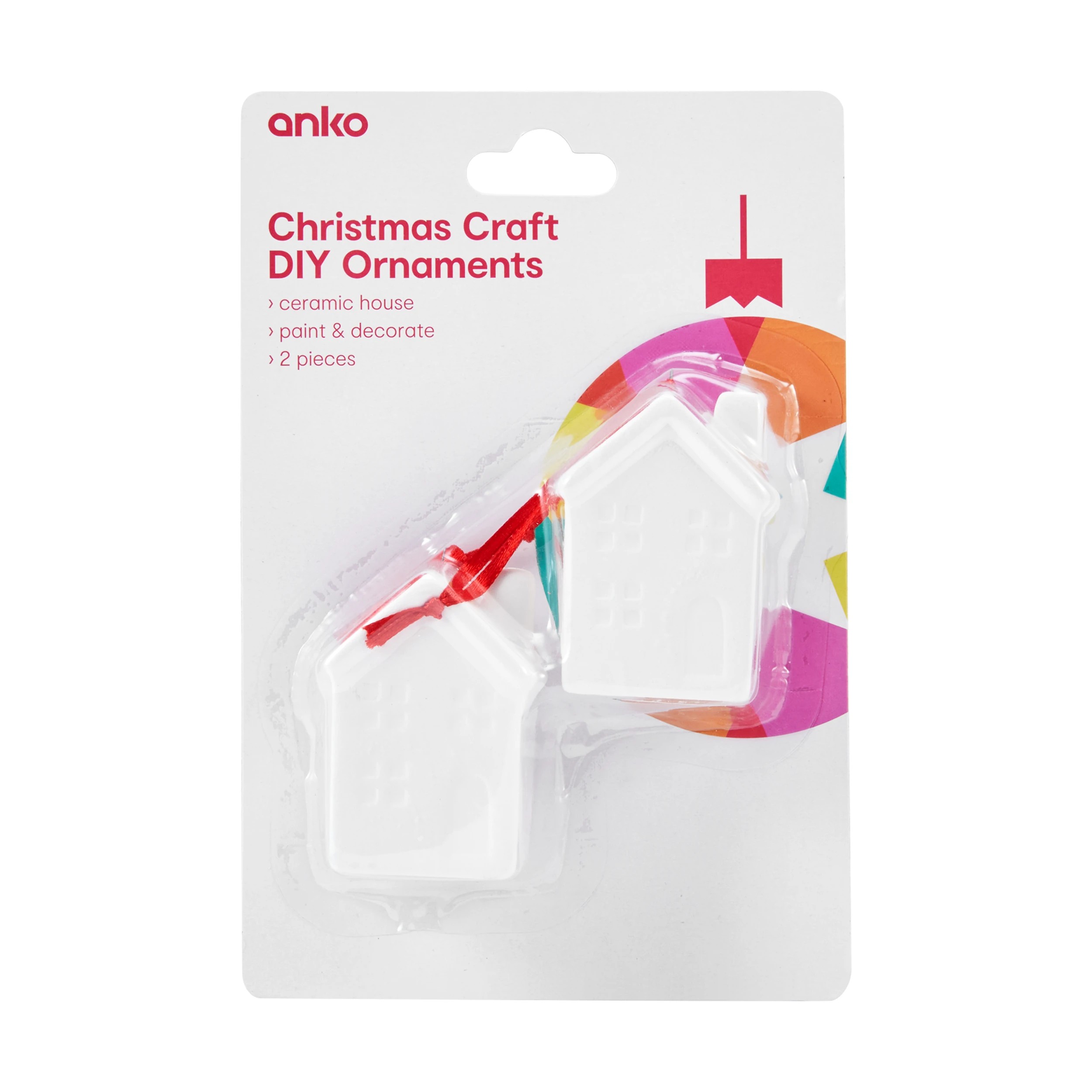 1 2 Piece Christmas Craft DIY Ornaments - Ceramic House, 1 of 3