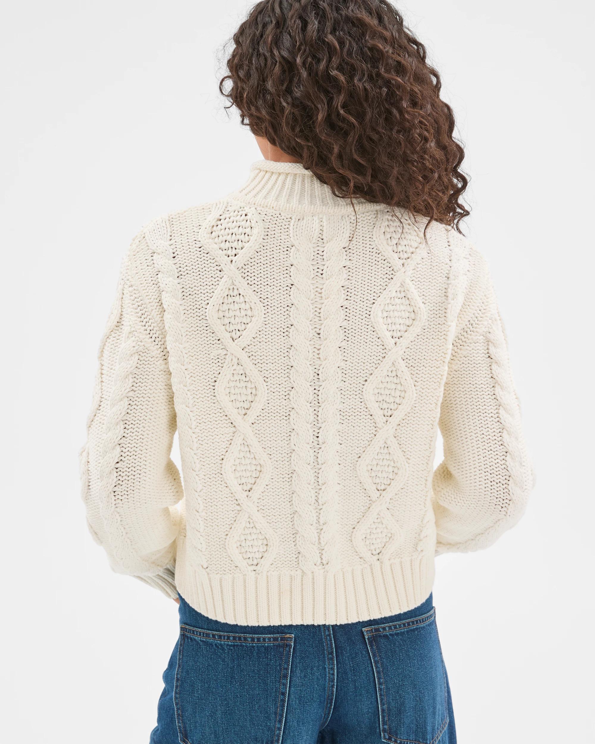 7 Target Woman Australian Cotton Blend Roll Neck Cable Knit Jumper CLOUD DANCER, 7 of 7