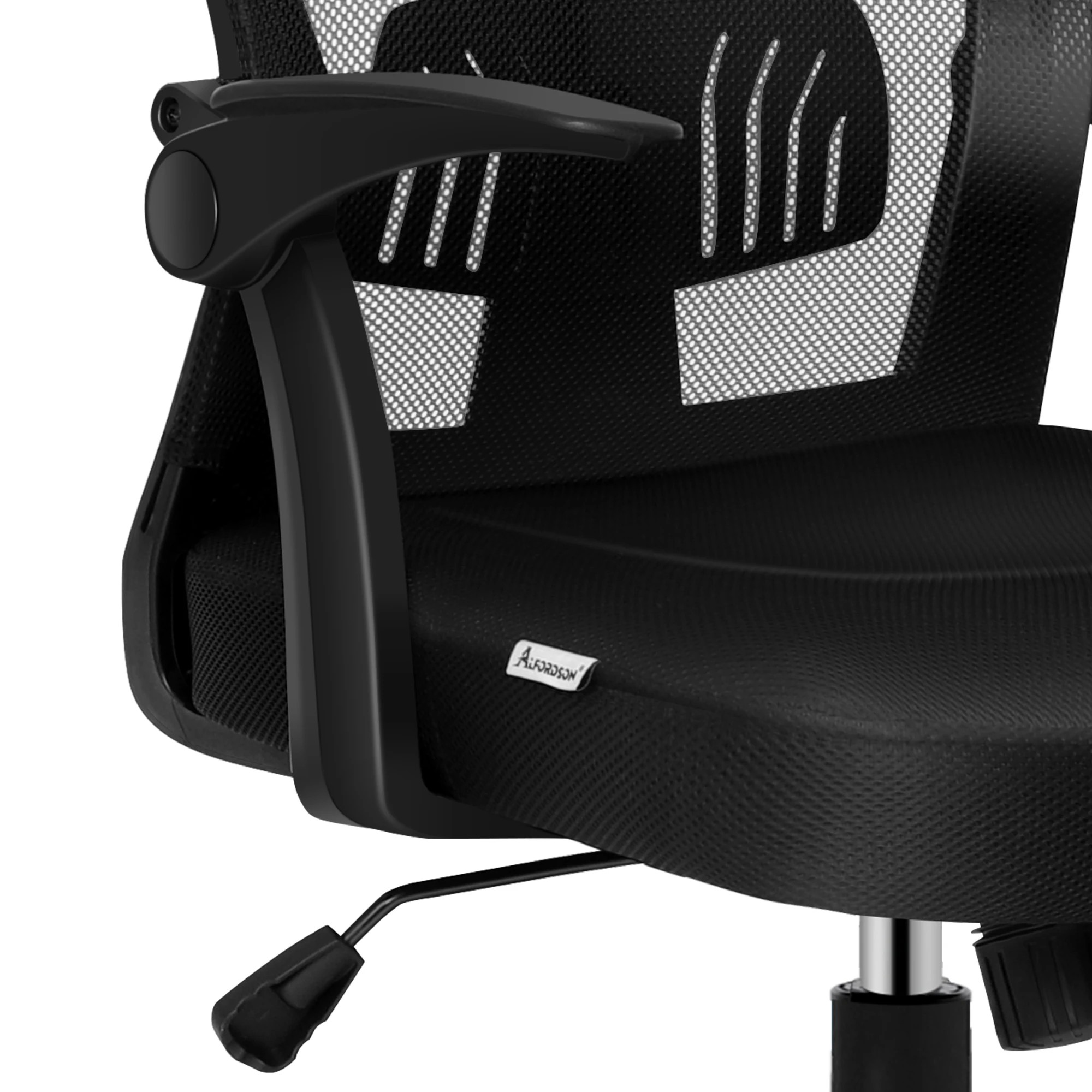 6 Alfordson Mesh Office Chair Executive Fabric Seat Gaming Racing Tilt Computer - Black, 6 of 10