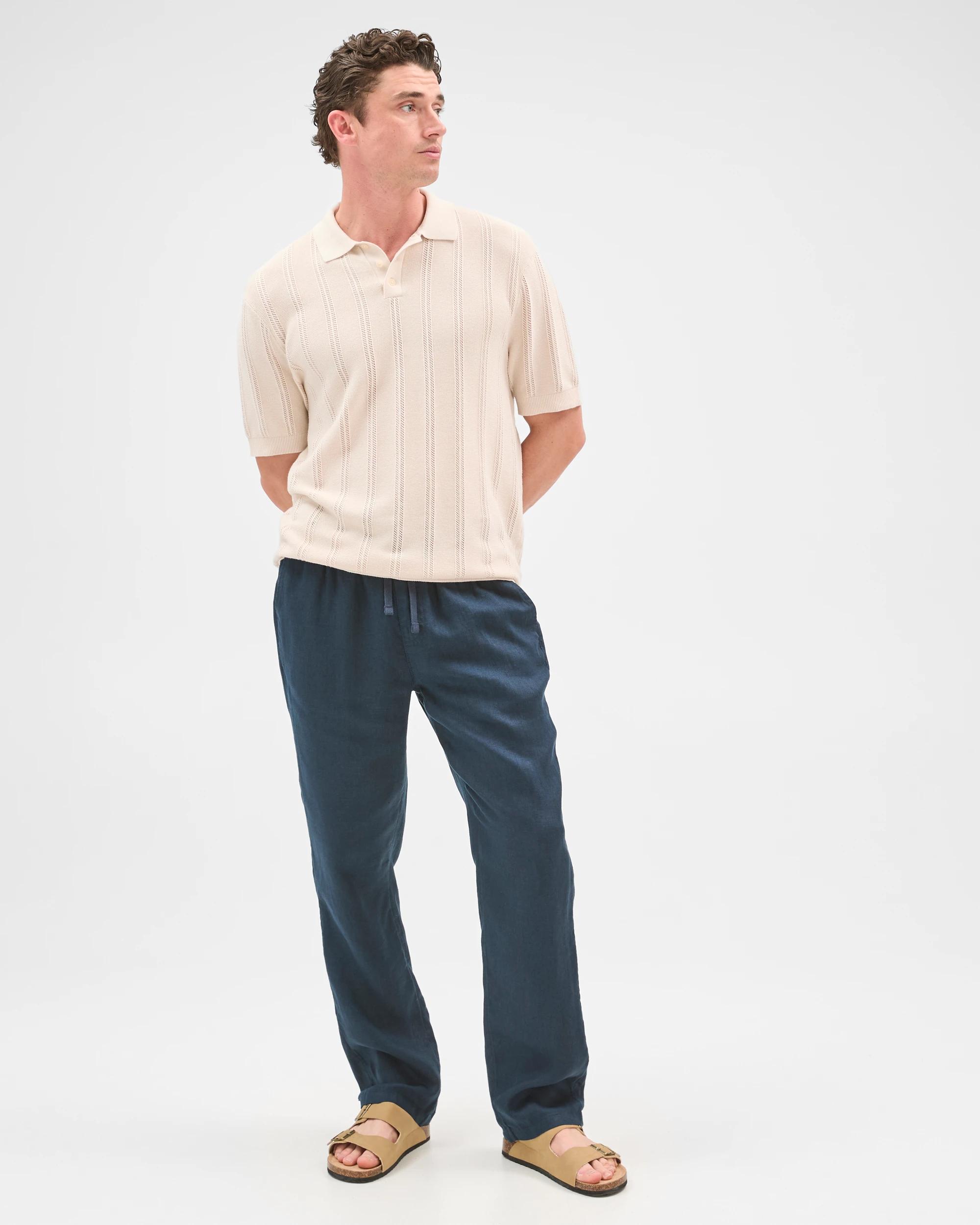 1 Target Man European Linen Full Length Pants NAVY, 1 of 7