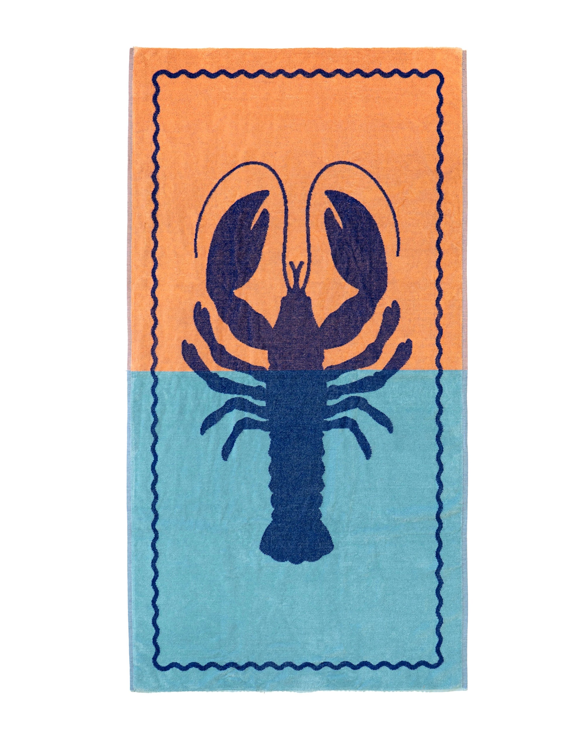 1 Bambury Soft Cotton Jacquard Velour Beach Towel Lobster - Orange, 1 of 4