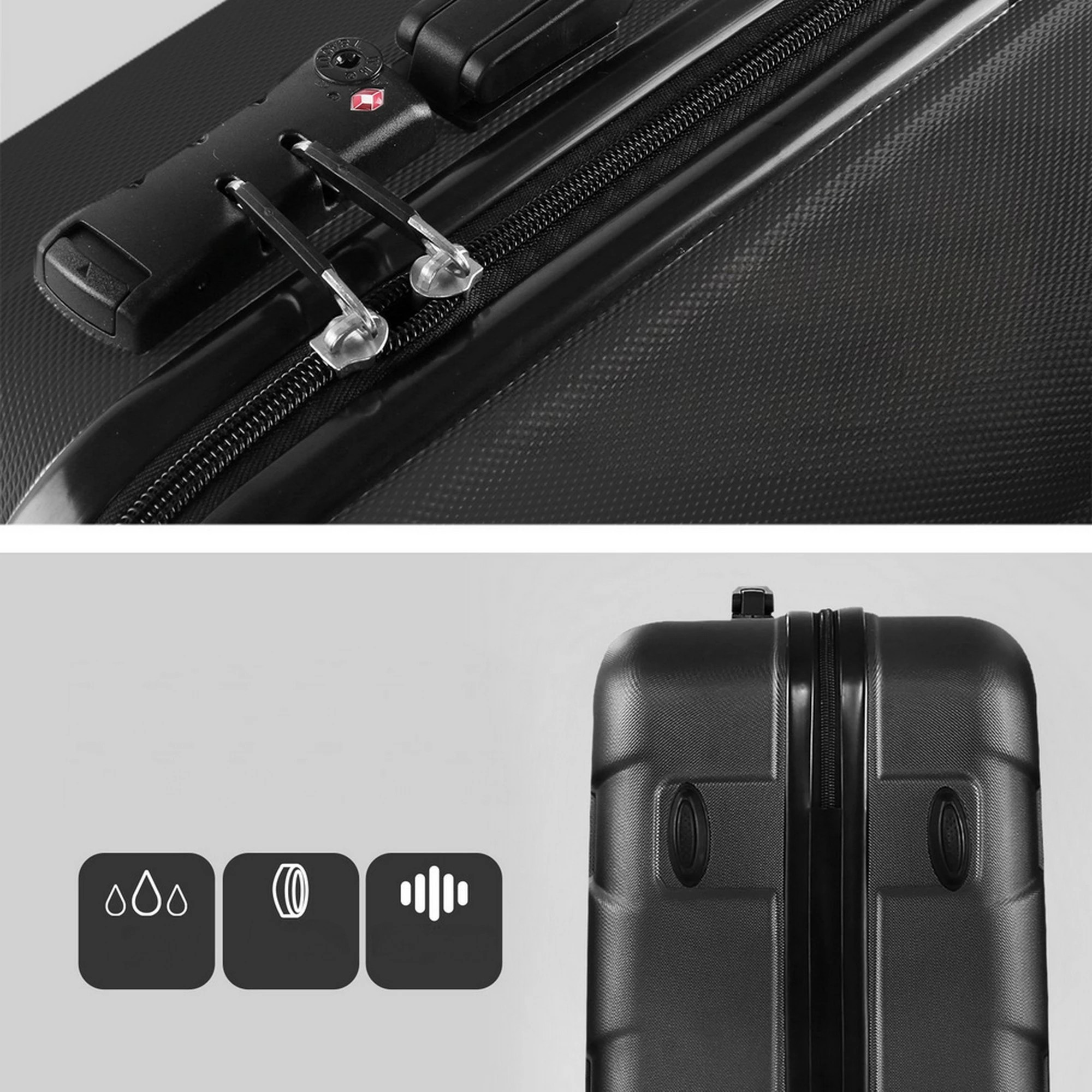 7 Wanderlite 28" 75cm Luggage Trolley Travel Suitcase Set TSA Hard Case Lightweight Strap - Black, 7 of 8