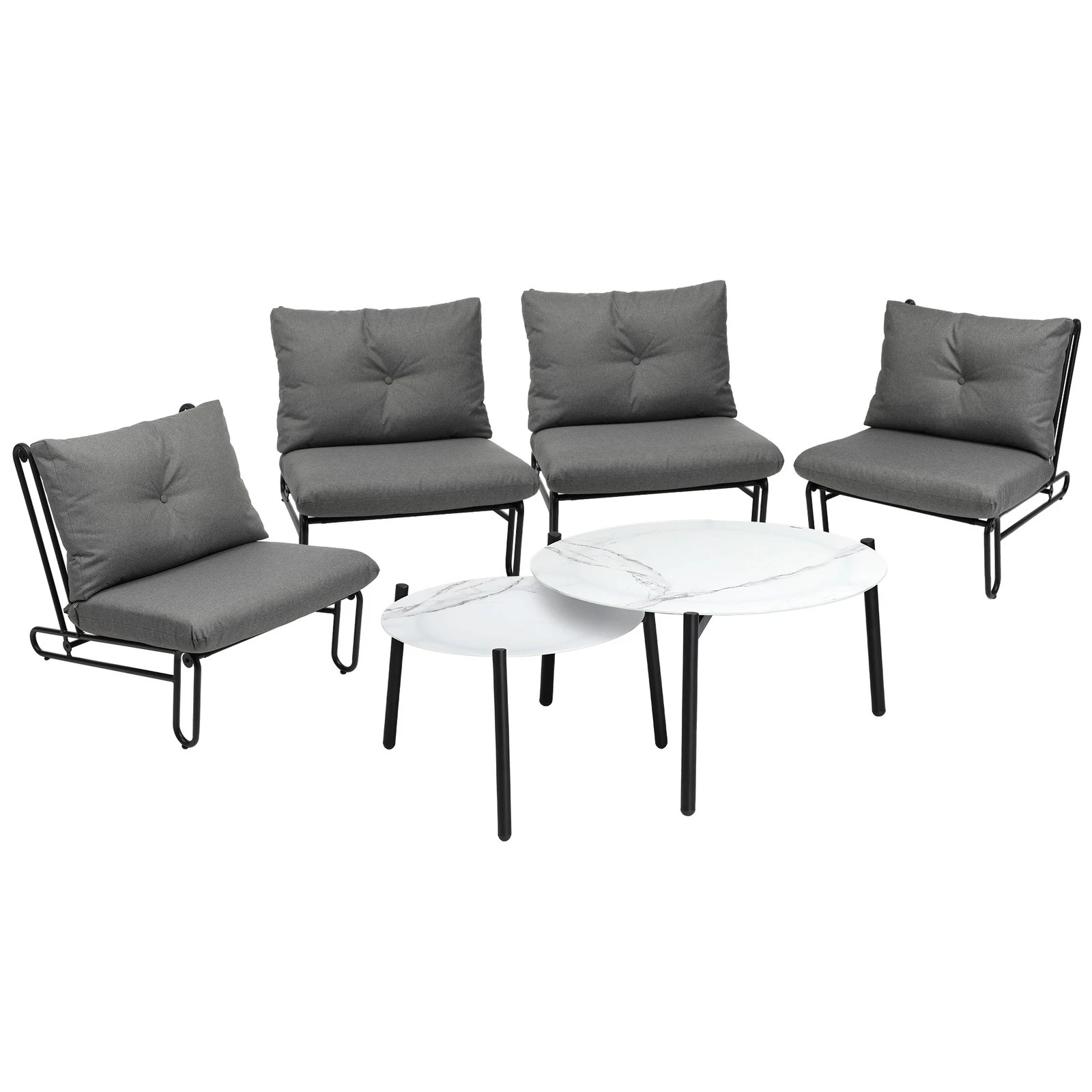 6 Livsip Outdoor Sofa Set 6-Piece Lounge Setting Table Chairs - Grey, 6 of 9