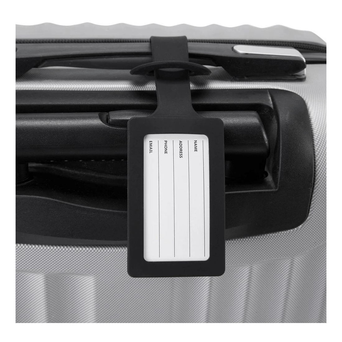 1 J.Burrows Silicone Luggage Tags Black 2 Pack, 1 of 4