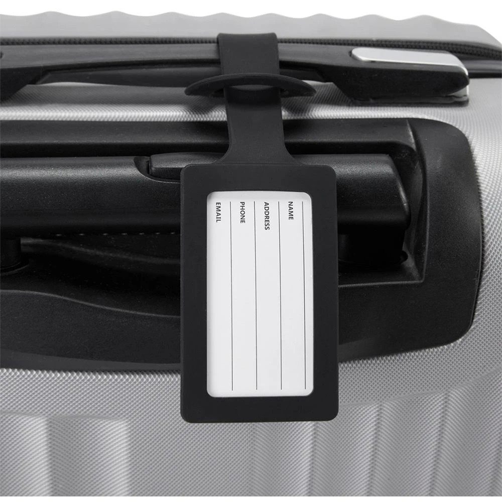 1 J.Burrows Silicone Luggage Tags Black 2 Pack, 1 of 4