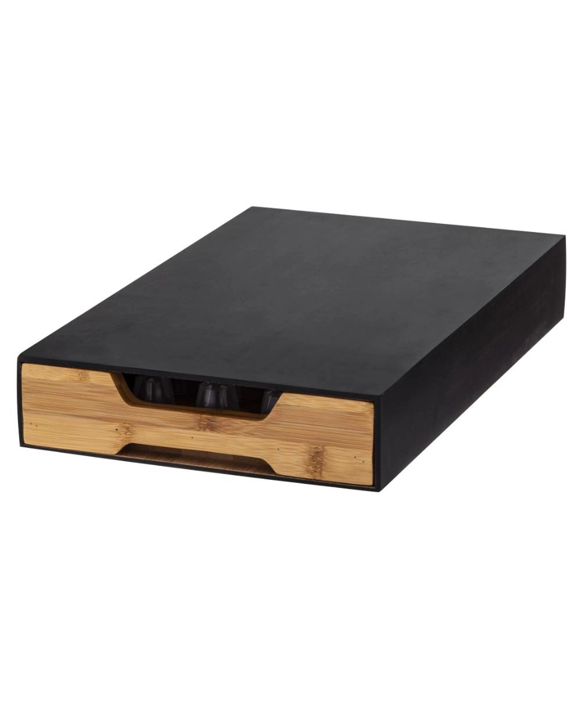 2 Leaf & Bean Bamboo Coffee Machine Board w Capsule Drawer Black  Natural, 2 of 4