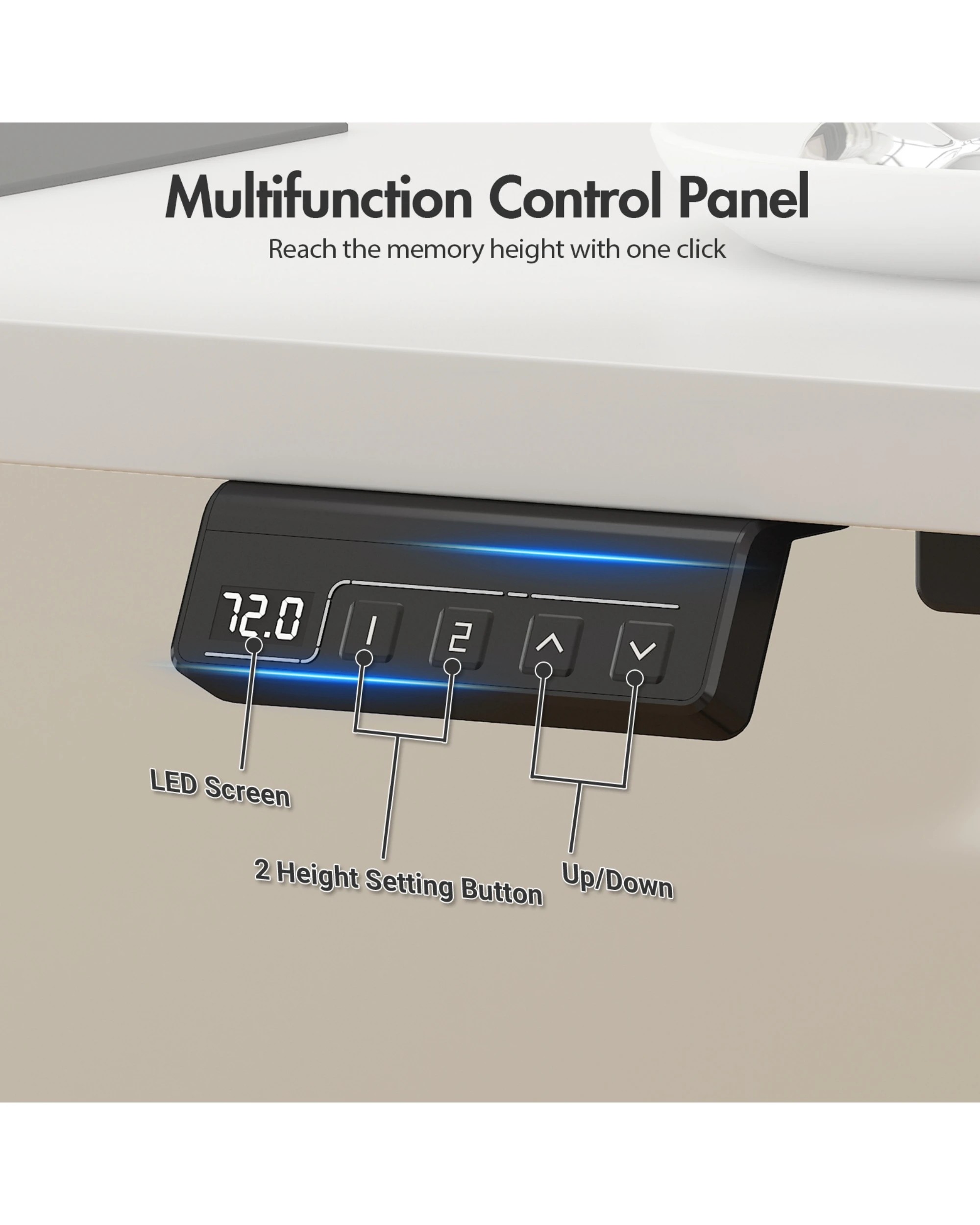 5 Advwin Standing Desk Electric Height Adjustable 120x60cm
 - White, 5 of 10