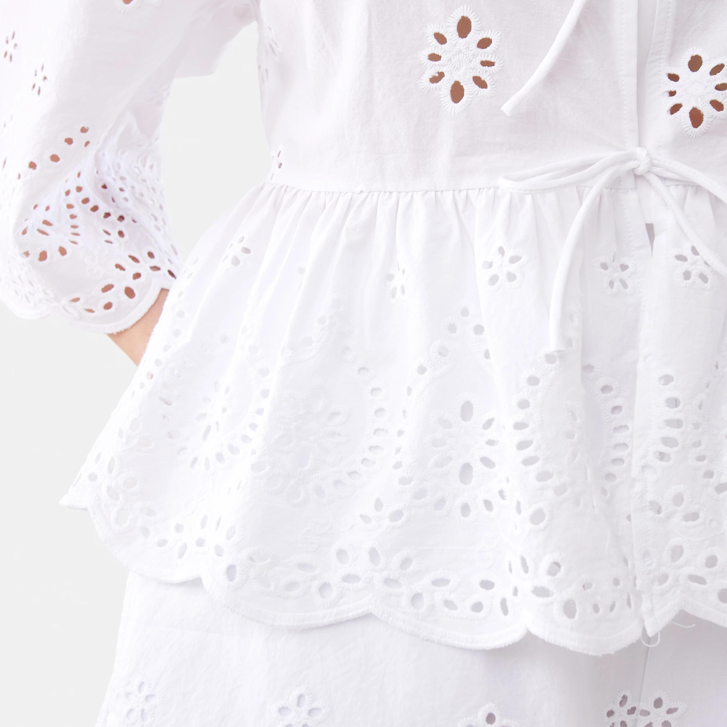 8 Long Sleeve Broderie Tie Top WHITE, 8 of 9