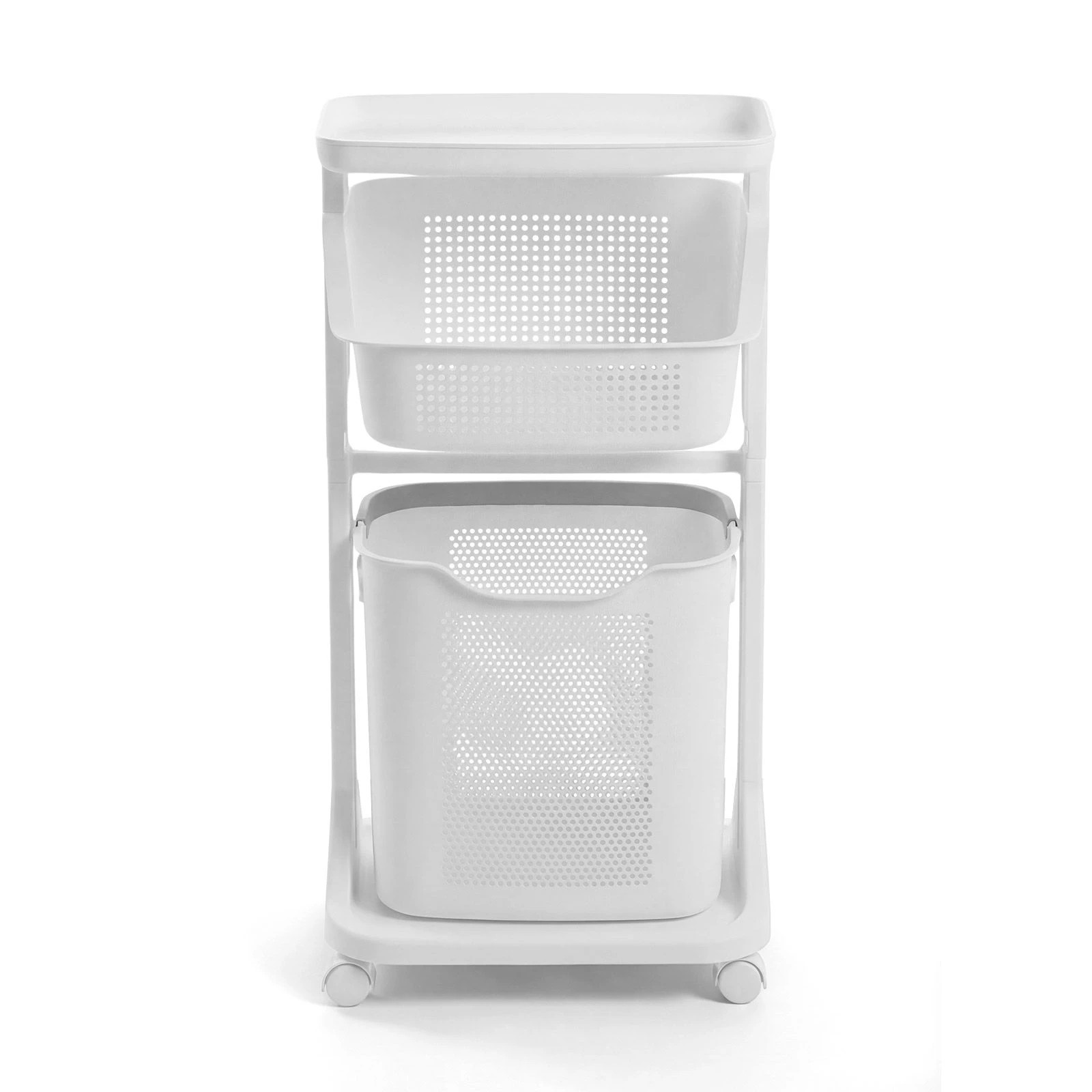 4 Dr Fussy 3 Tier Rolling Laundry Hamper with Wheels Plastic Baskets Clothes, 4 of 7