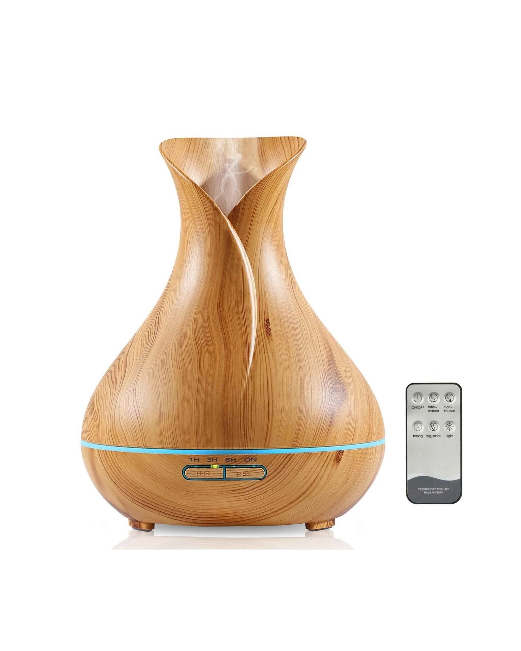 1 Orku Essential Oil Aroma Diffuser 400ml Tulip Wood Grain With Remote, 1 of 2