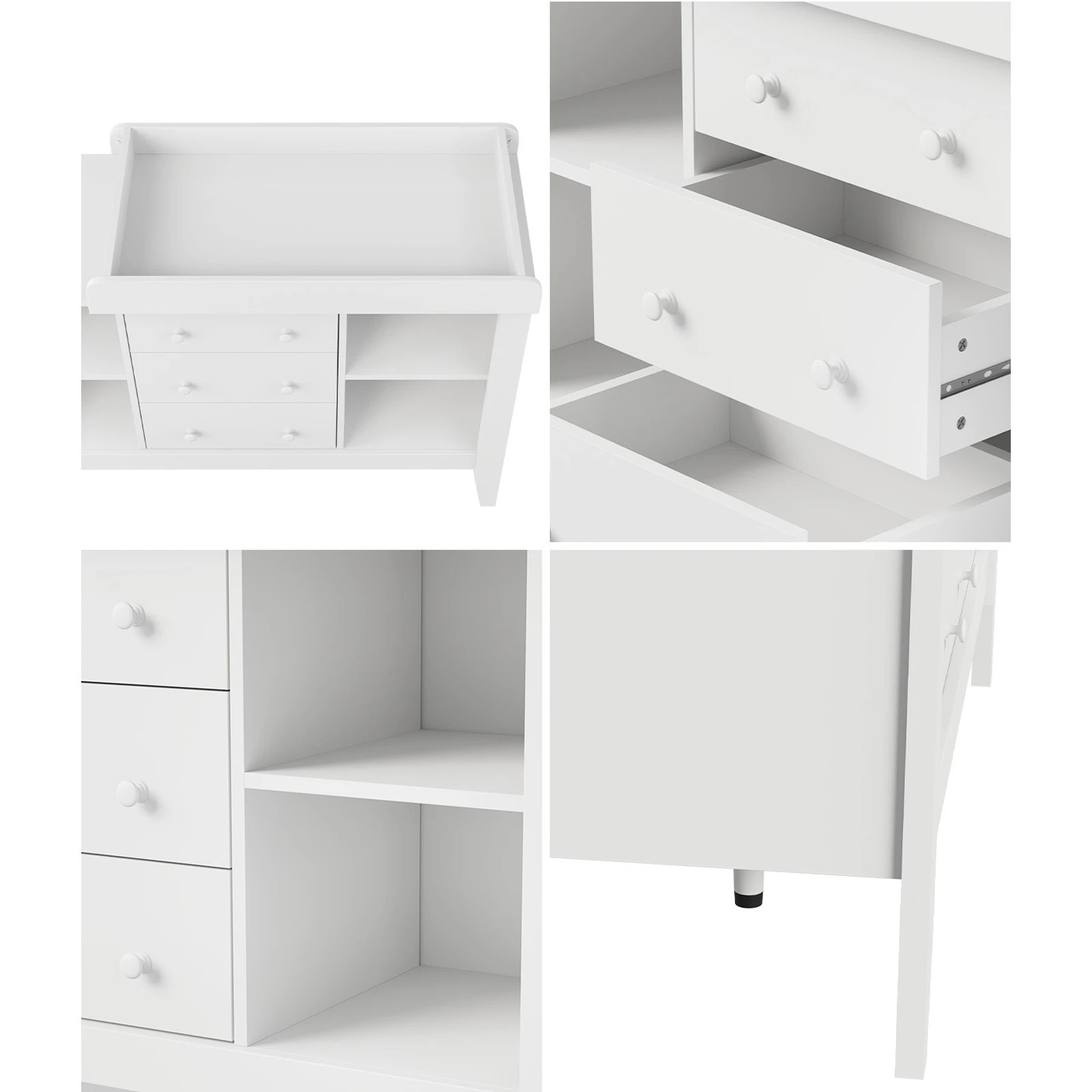 4 Oikiture Baby Changing Table Drawers Chest Kids Cabinet Changer Nursery - White, 4 of 10