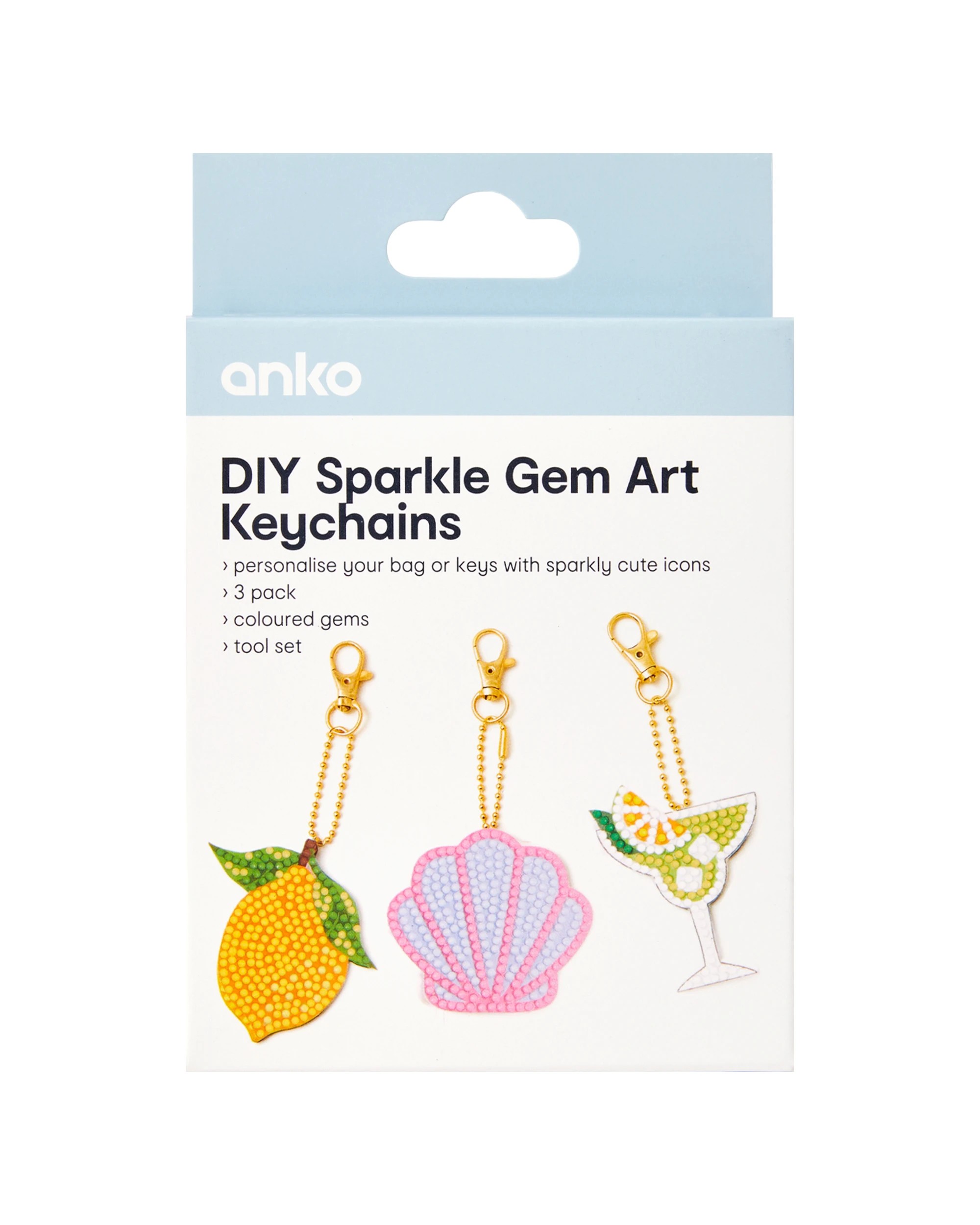 1 DIY Sparkle Gem Art Keychains - Tropical, 1 of 3