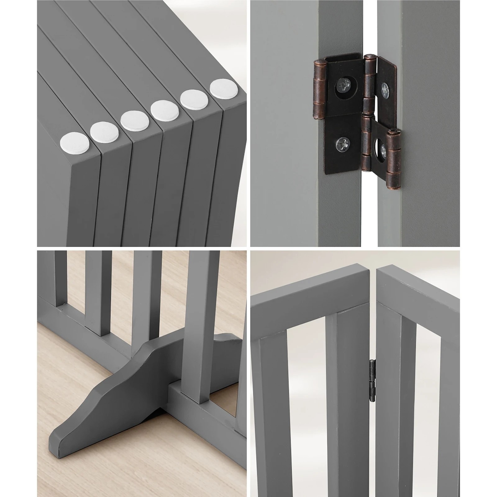 5 Alopet Wooden Pet Gate Dog Fence Safety Stair Barrier Security Door 6-Panel - Grey, 5 of 10