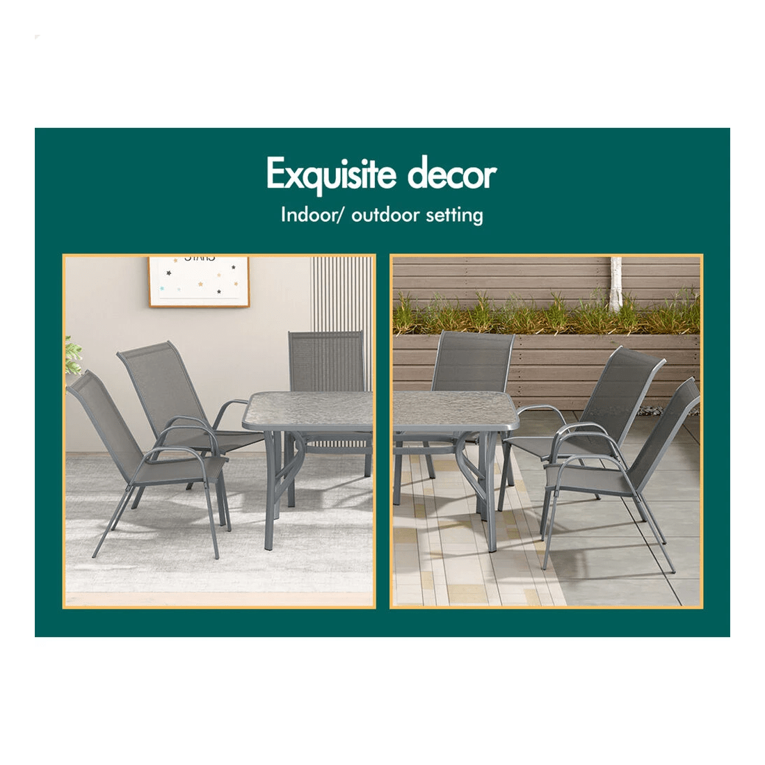 9 Alfordson 7PCS Outdoor Dining Set Garden Table and Chairs Patio Furniture - Grey, 9 of 10