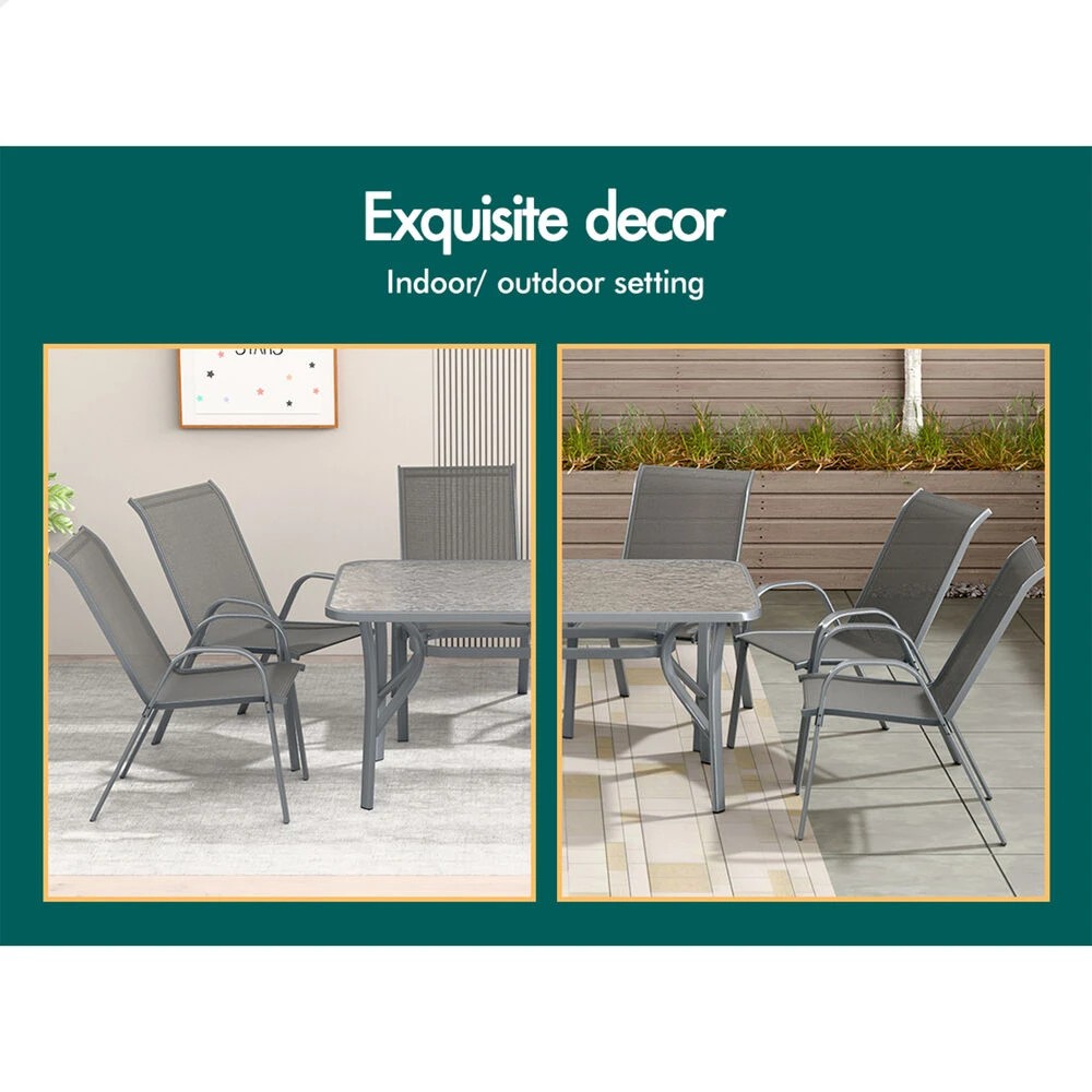 9 Alfordson 7PCS Outdoor Dining Set Garden Table and Chairs Patio Furniture - Grey, 9 of 10