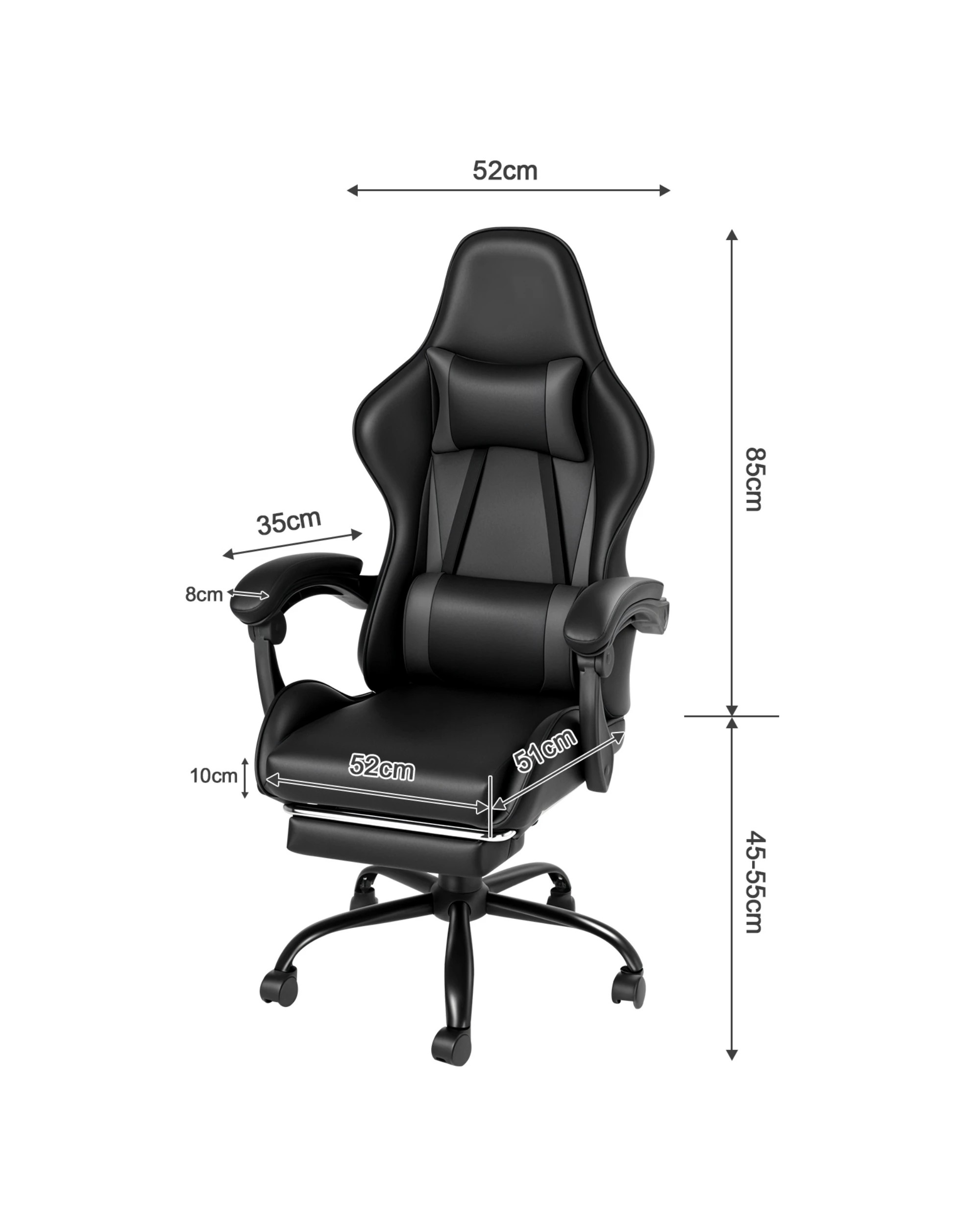 3 Advwin Gaming Chair Massage Lumbar Cushion - Black, 3 of 8