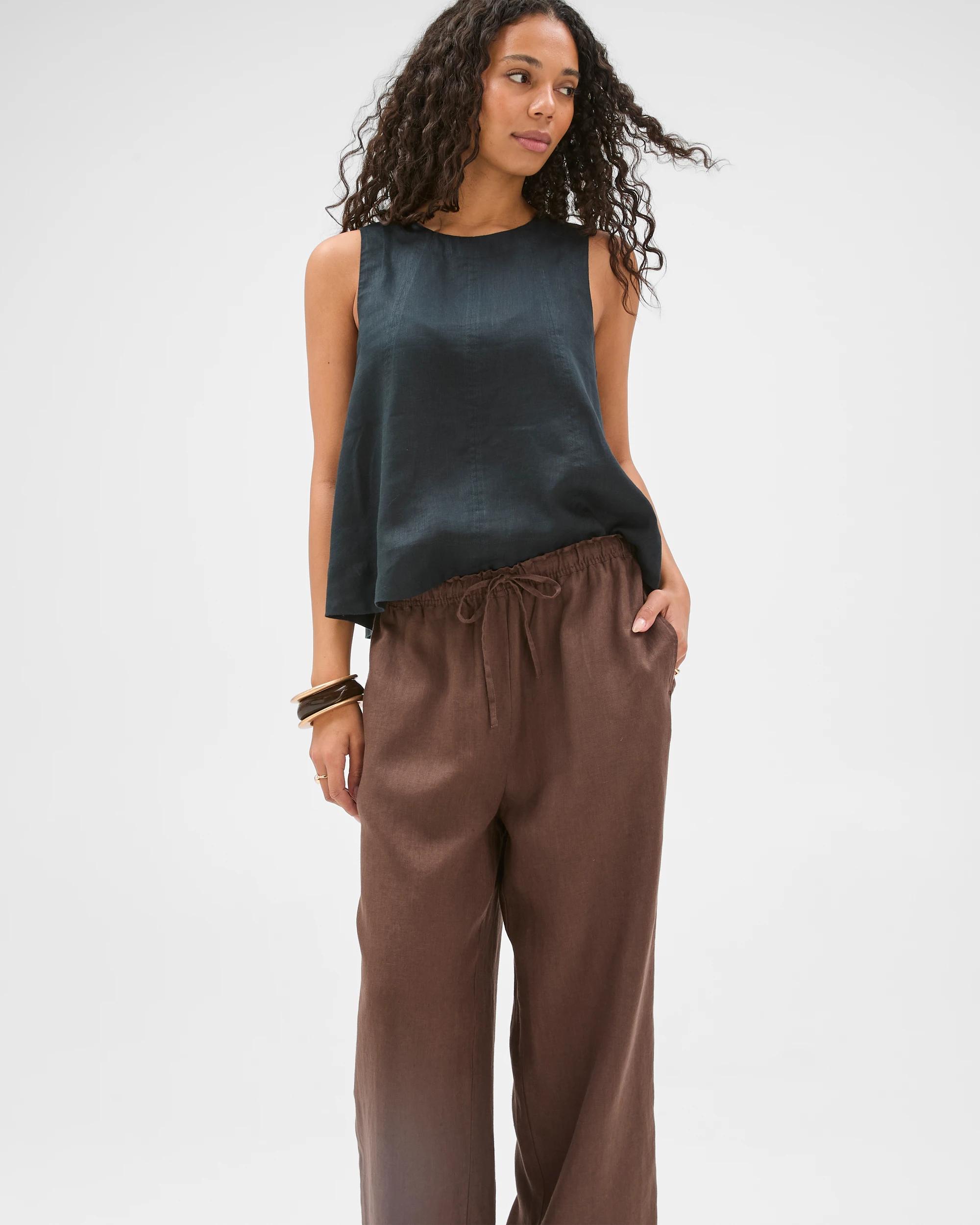 3 Target Woman European Linen Wide Leg Pants COFFEE BEAN, 3 of 6